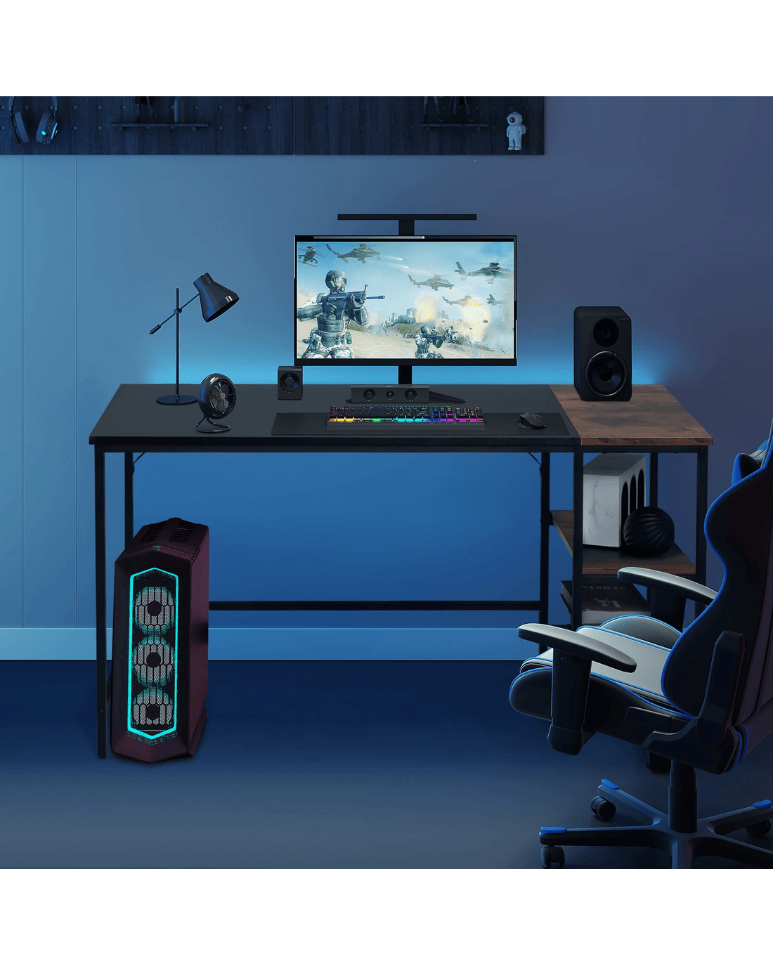 Costway 140cm Reversible Computer Desk Modern Office Workstation w/Open ...