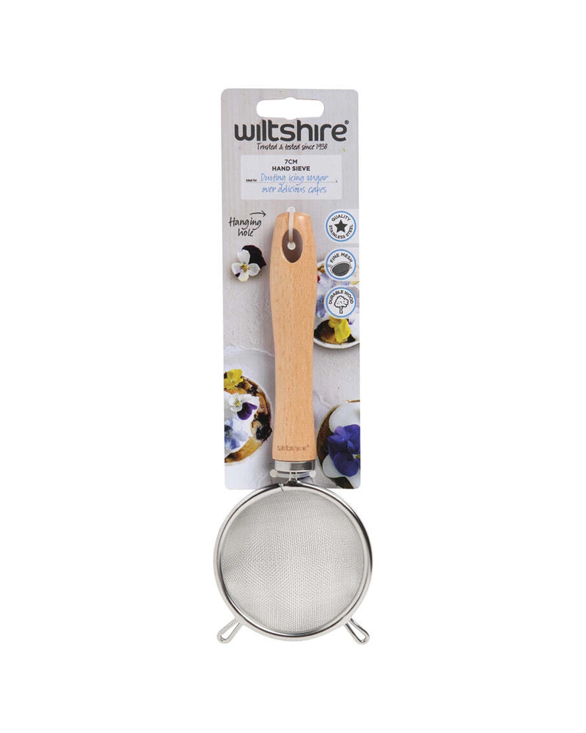 2 Wiltshire Hand Mesh Sieve Bakeware Tool Beechwood Handle - Metallic, 2 of 2