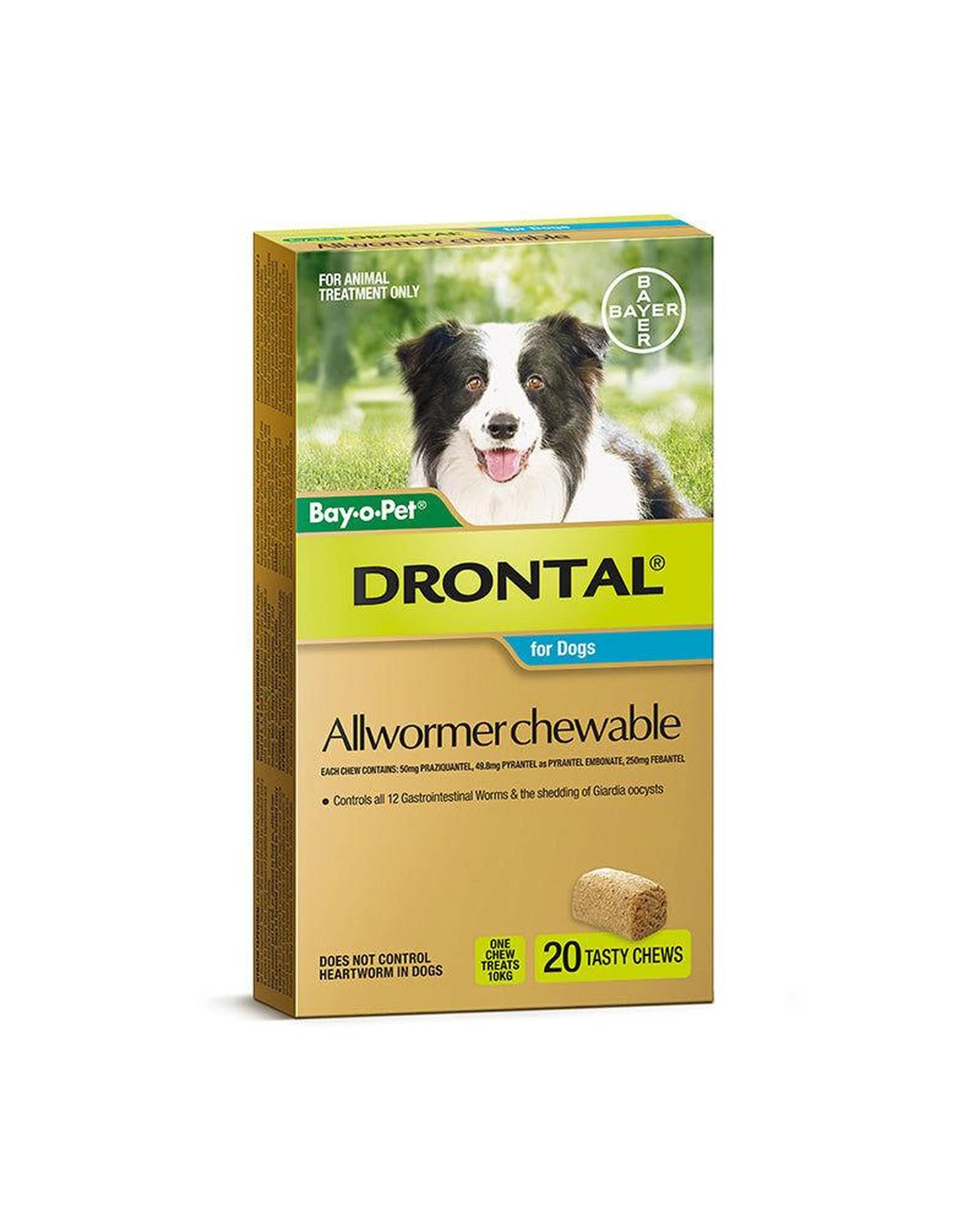 1 Drontal Bay-O-Pet Allwormer Chewable for Medium Dogs 10Kg 20 Pack, 1 of 1