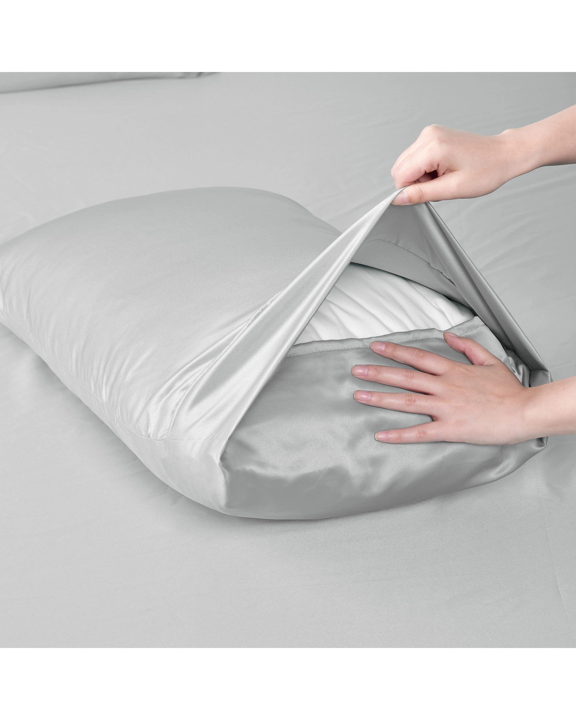 6 Dreamaker Matte Satin Quilt Cover Set - King Single Bed - Grey, 6 of 6