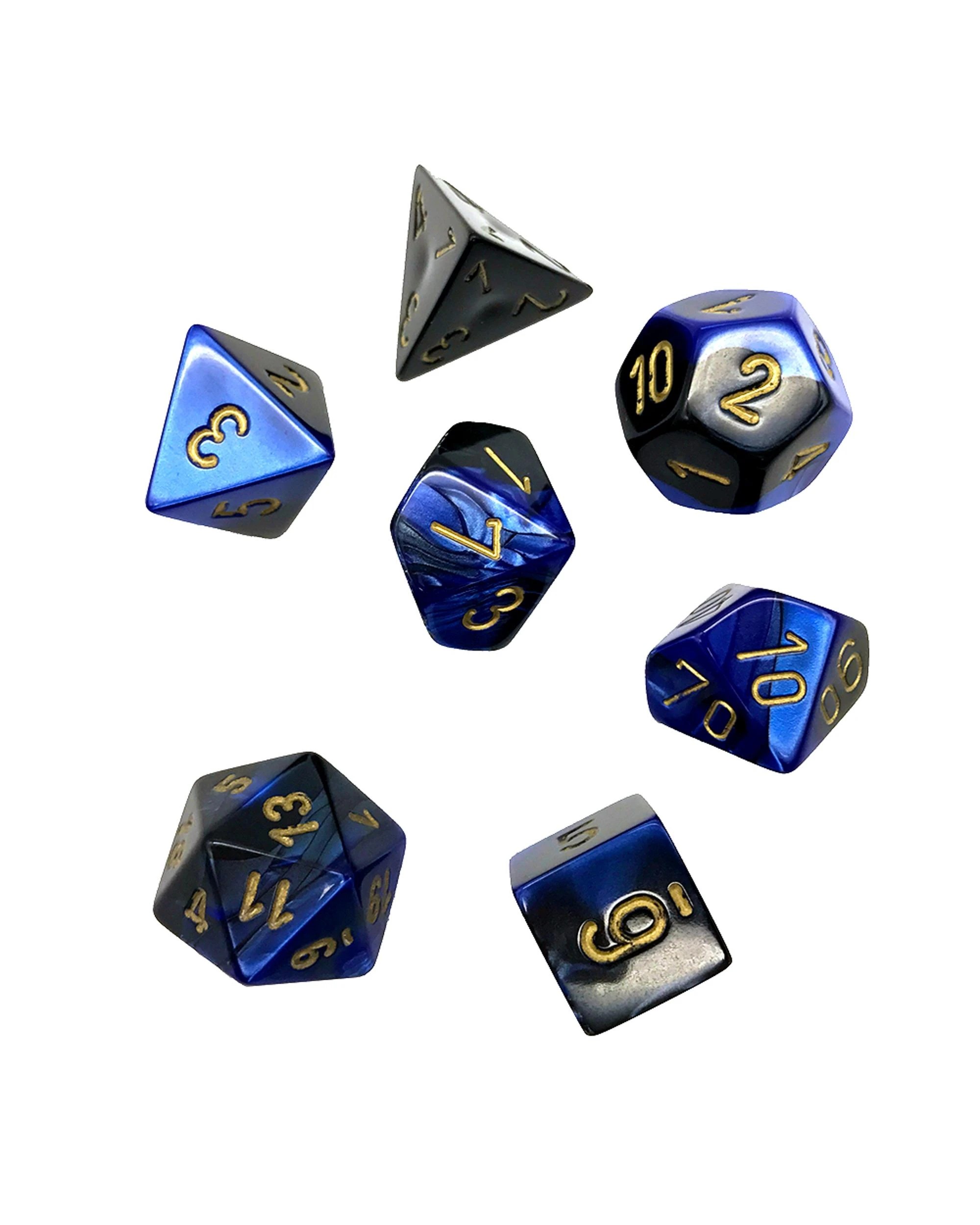 3 Chessex Gemini Polyhedral 7-Die Dice Set - Black and Blue/Gold, 3 of 3