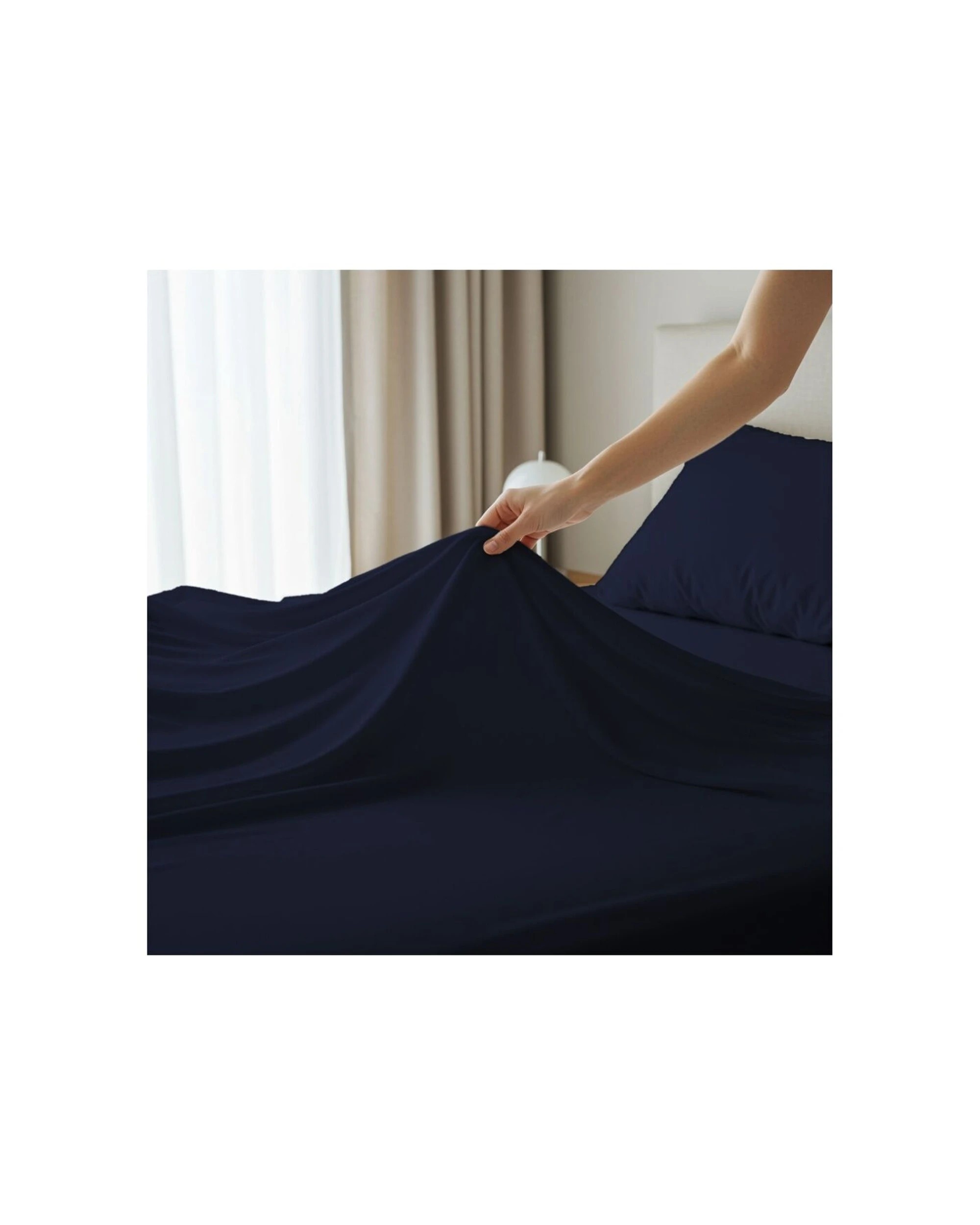 2 Grosvenor House Bamboo Cotton Bed Sheet Sets 400TC - Double Bed - Blue, 2 of 3
