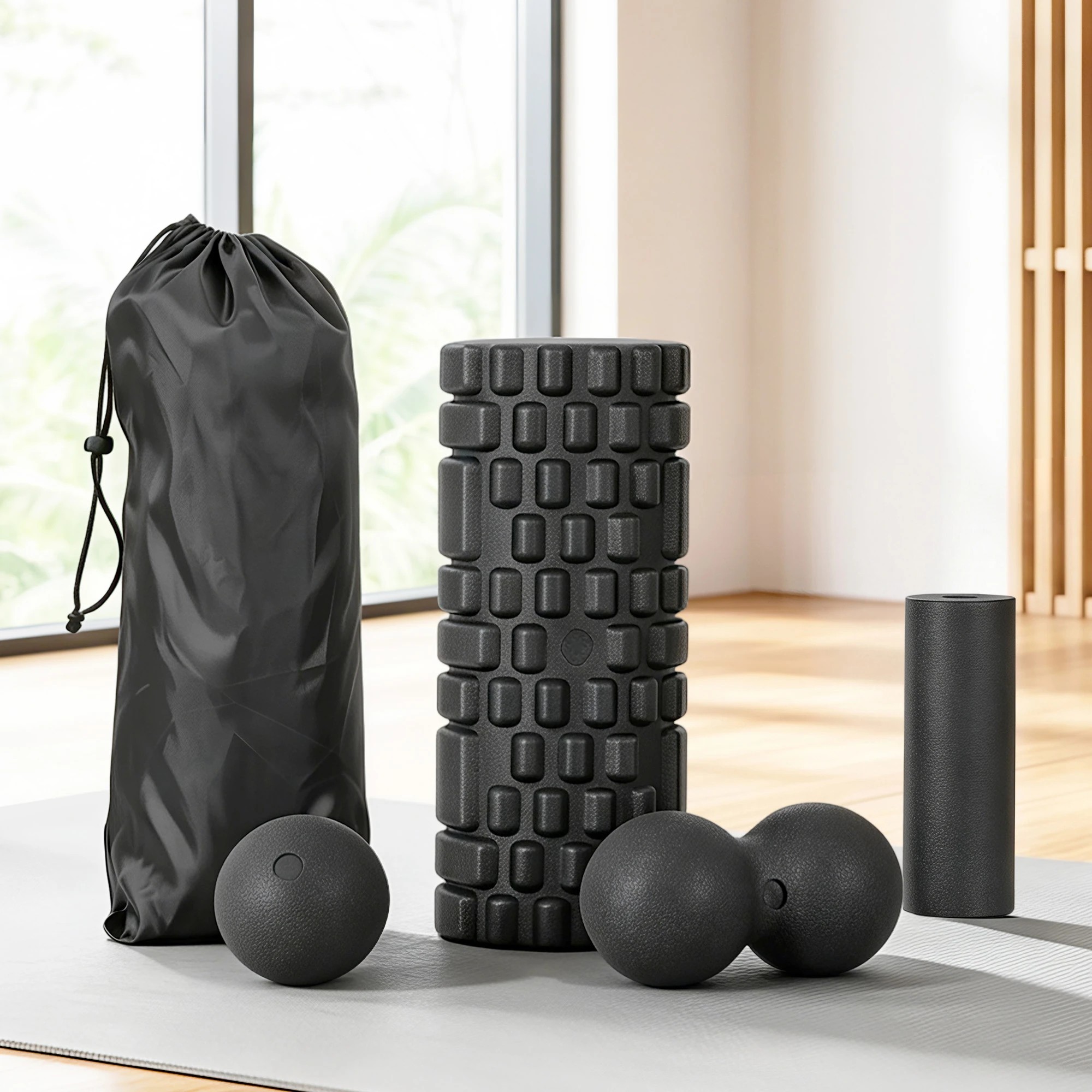 7 Everfit Foam Roller Set 4 in 1 Deep Tissue Muscle Massager for Back Pain Relief Home Gym Storage Bag - Black, 7 of 7