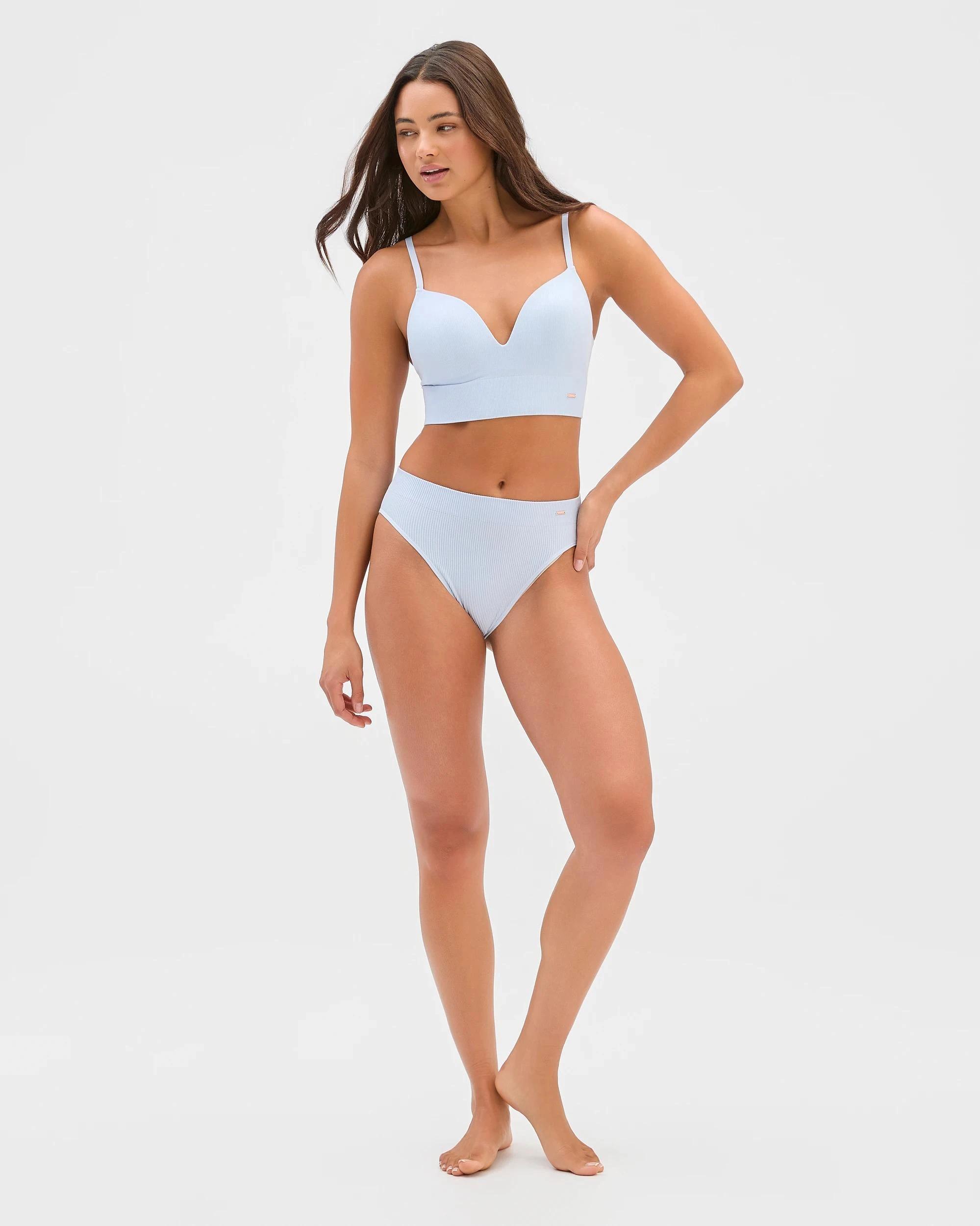 1 Lily Loves Ribbed Seamfree High Waist Bikini Brief HEATHER, 1 of 5