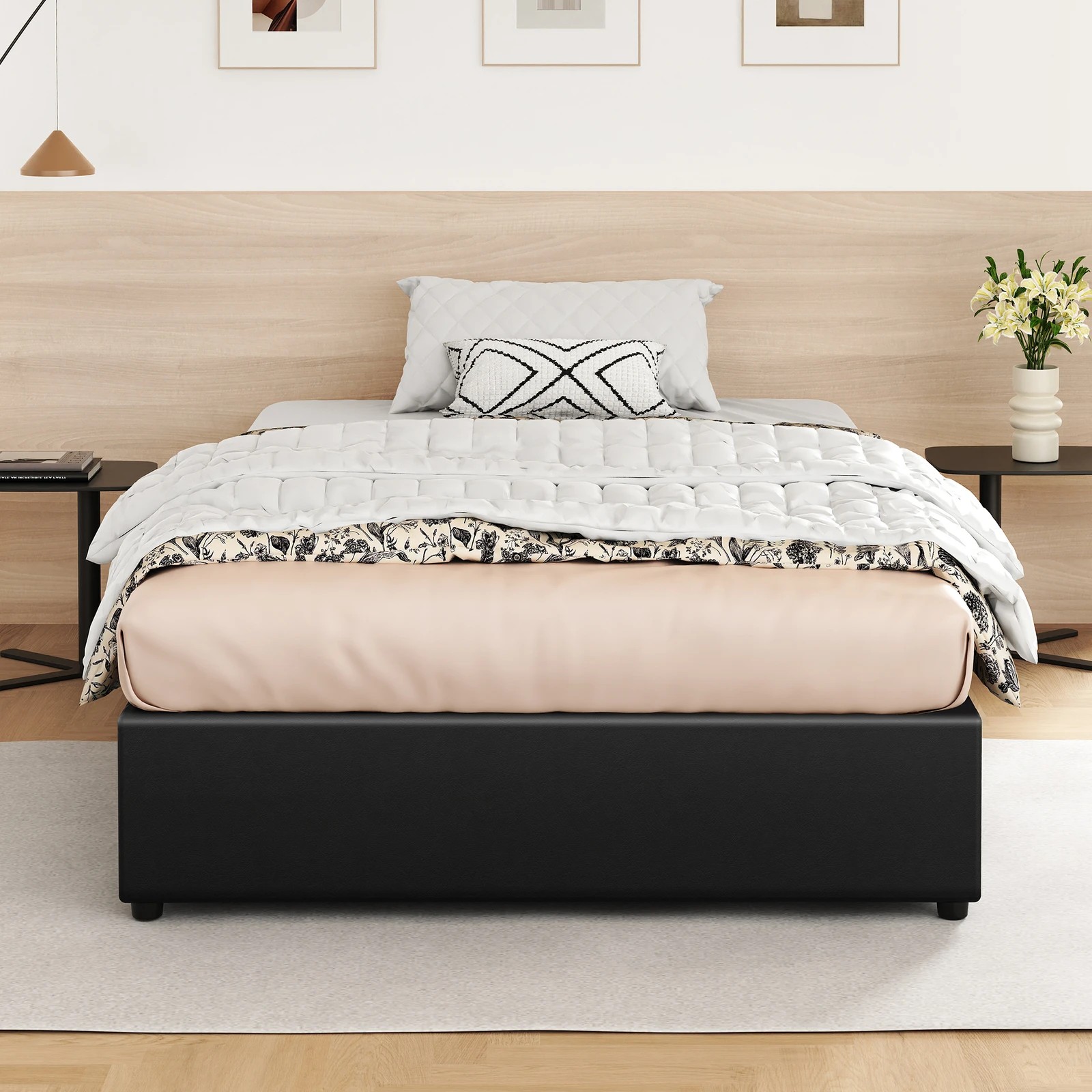 4 Alfordson Bed Frame King Single Gas Lift Storage Mattress Base Barlow - Black, 4 of 10