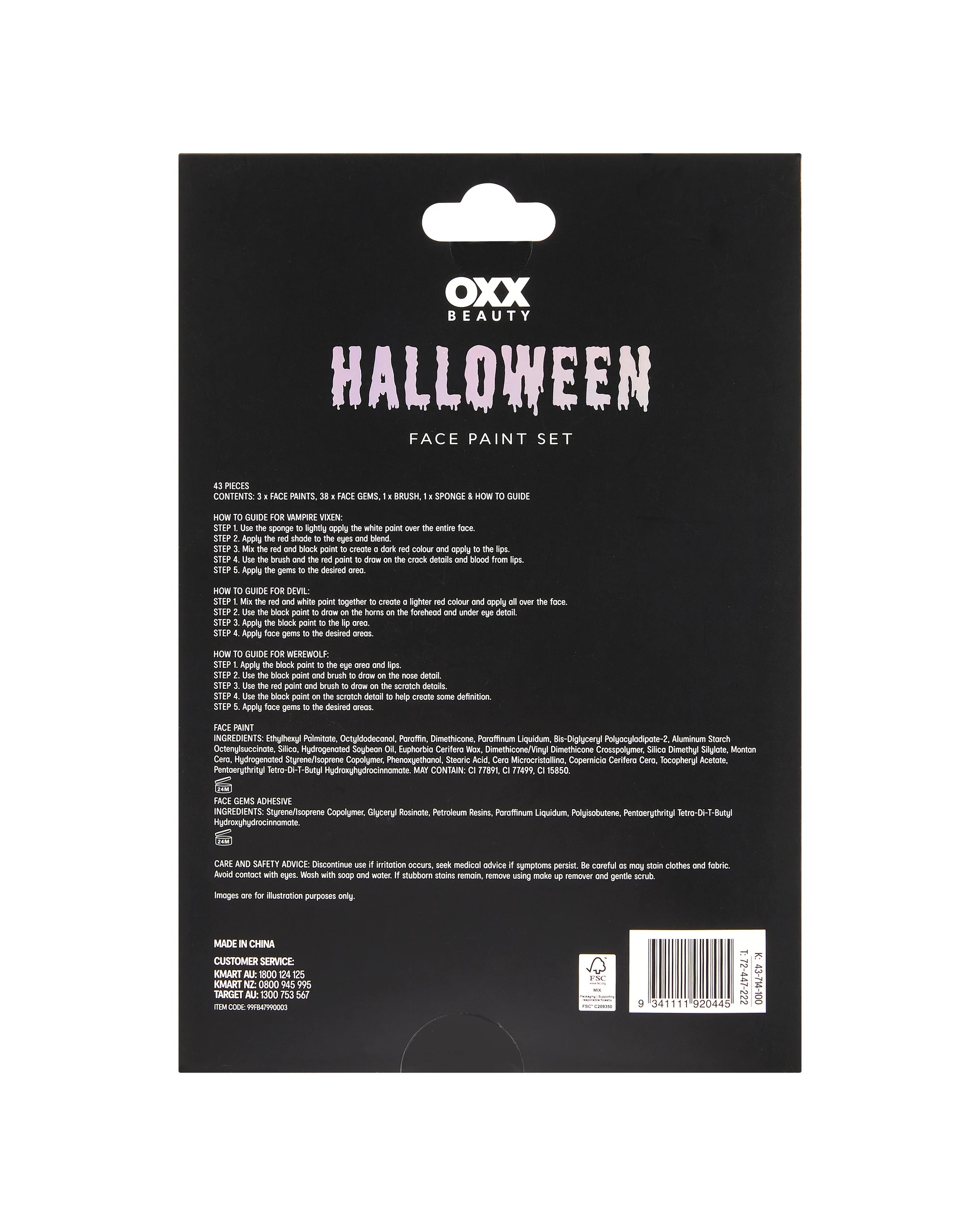 5 OXX Beauty 43 Piece Halloween Face Paint Set, 5 of 5