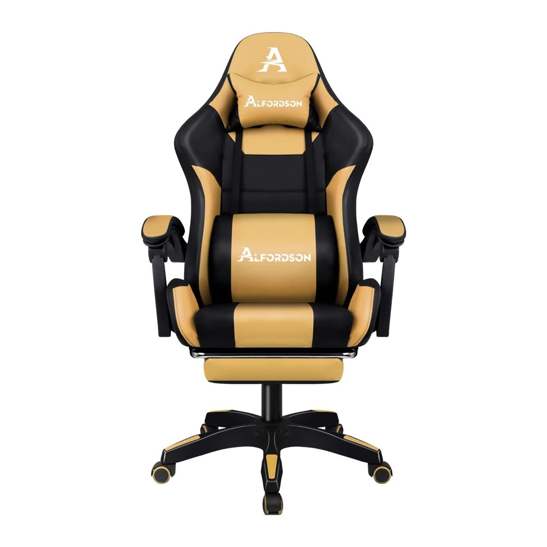6 Alfordson Gaming Office Chair Extra Large Pillow Racing Executive Footrest Seat - Gold, 6 of 10