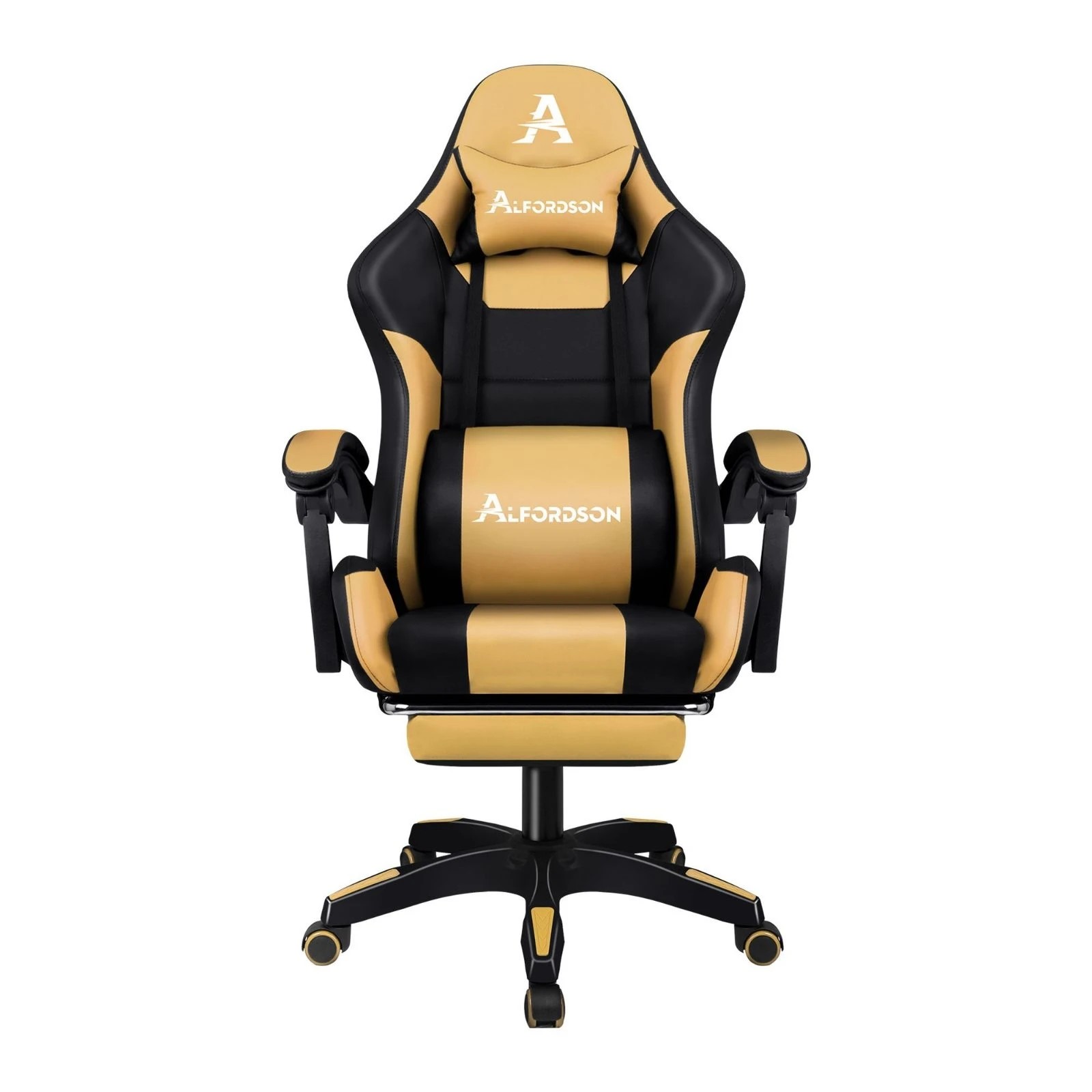 6 Alfordson Gaming Office Chair Extra Large Pillow Racing Executive Footrest Seat - Gold, 6 of 10