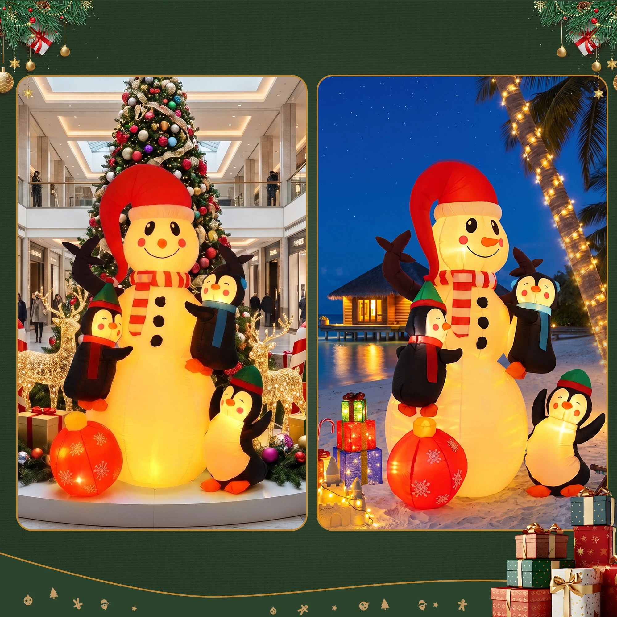 6 Jingle Jollys Christmas Inflatable Snowman 1.8M Height LED Outdoor Decorations Warm Light - Multi, 6 of 9