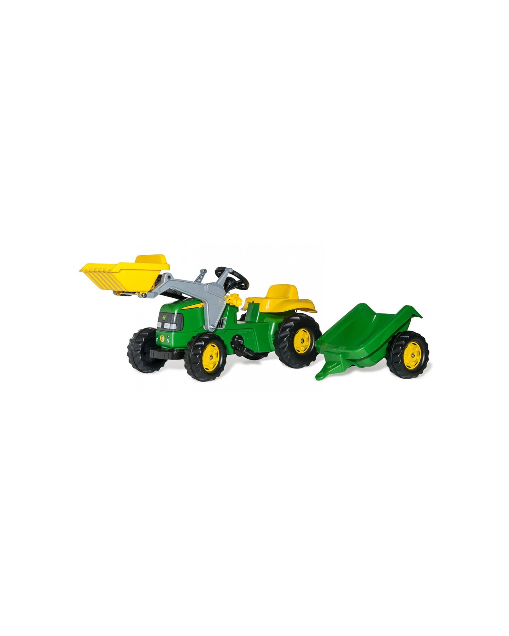 1 John Deere Pedal Tractor With Front Loader And Detachable Trailer Green 161cm - Green, 1 of 3