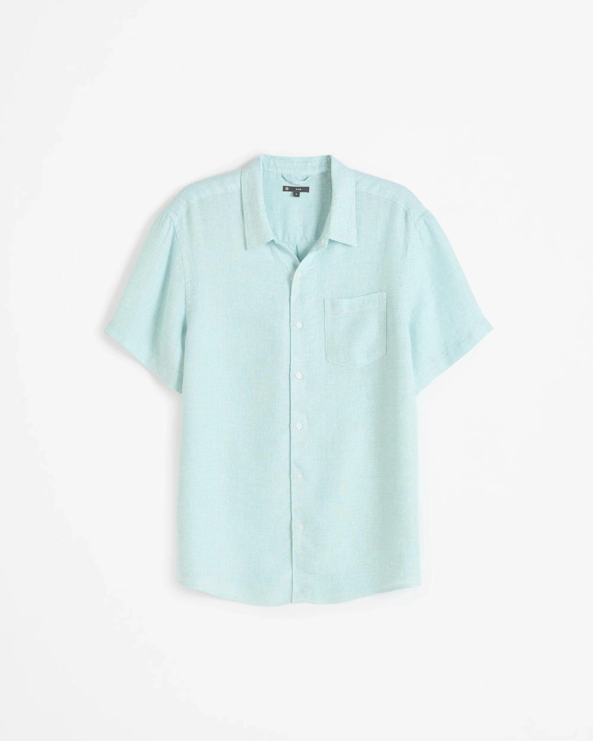 7 Target European Linen Textured Shirt AQUA, 7 of 7