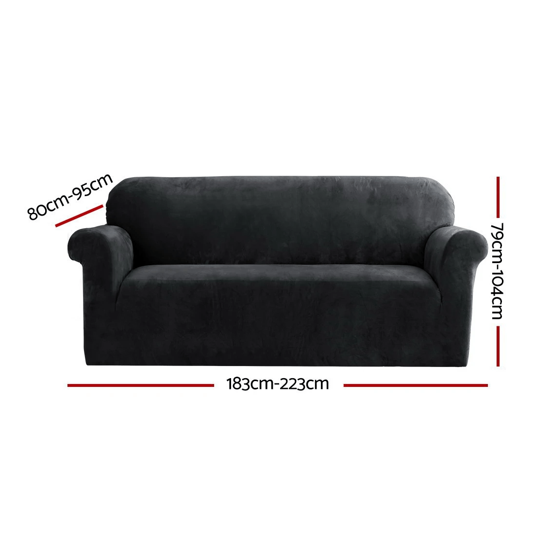 2 Artiss Sofa Cover Couch Covers 3 Seater Velvet - Black, 2 of 6