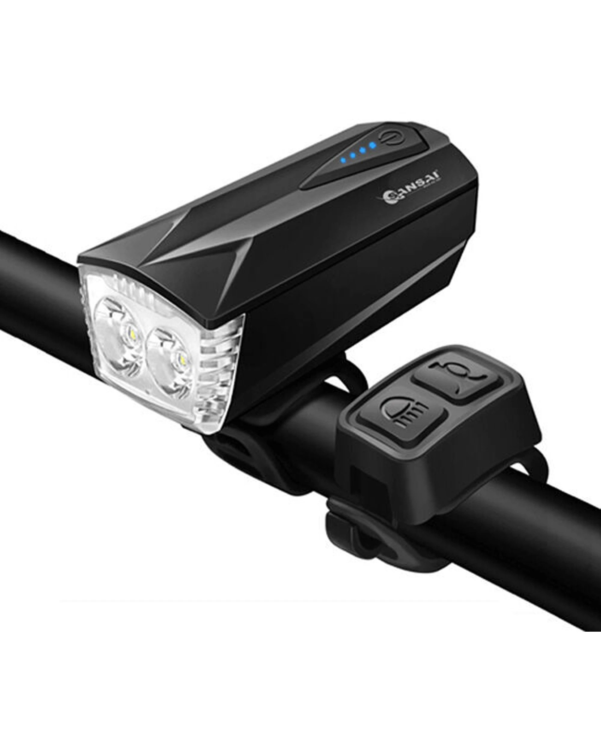 2 2PK Sansai Rechargeable In Line Control Bicycle 5W LED Headlight with Horn - Black, 2 of 7