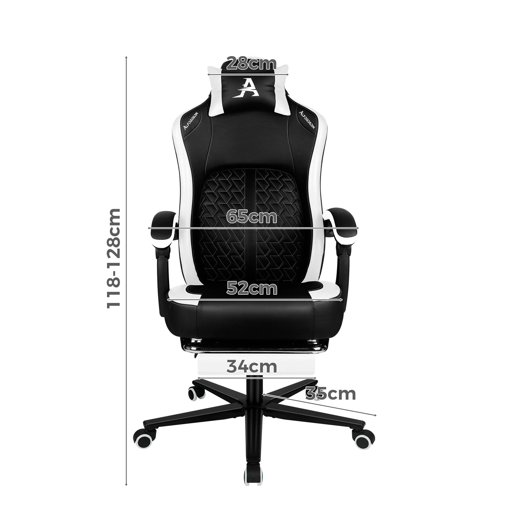2 Alfordson Gaming Office Chair Ergonomic Computer Footrest Leather - White, 2 of 4