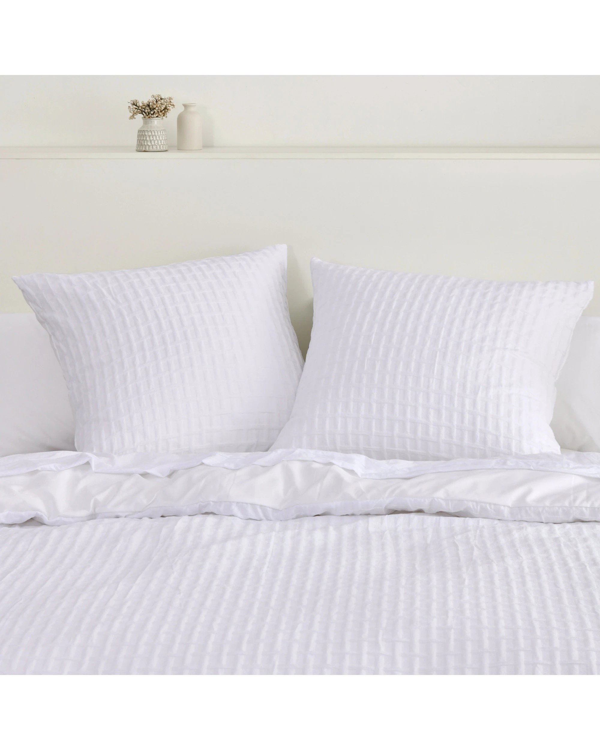 1 Dreamaker Aubrey Jacquard European Pillowcase Twin Pack - White, 1 of 3