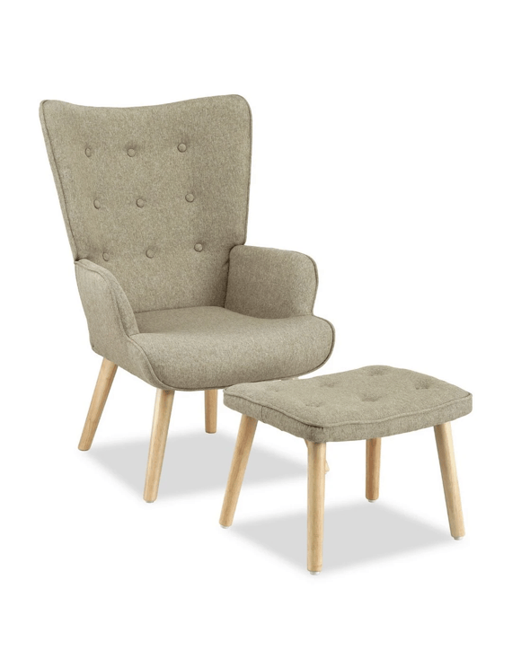 Artiss Armchair Set with Ottoman - Beige