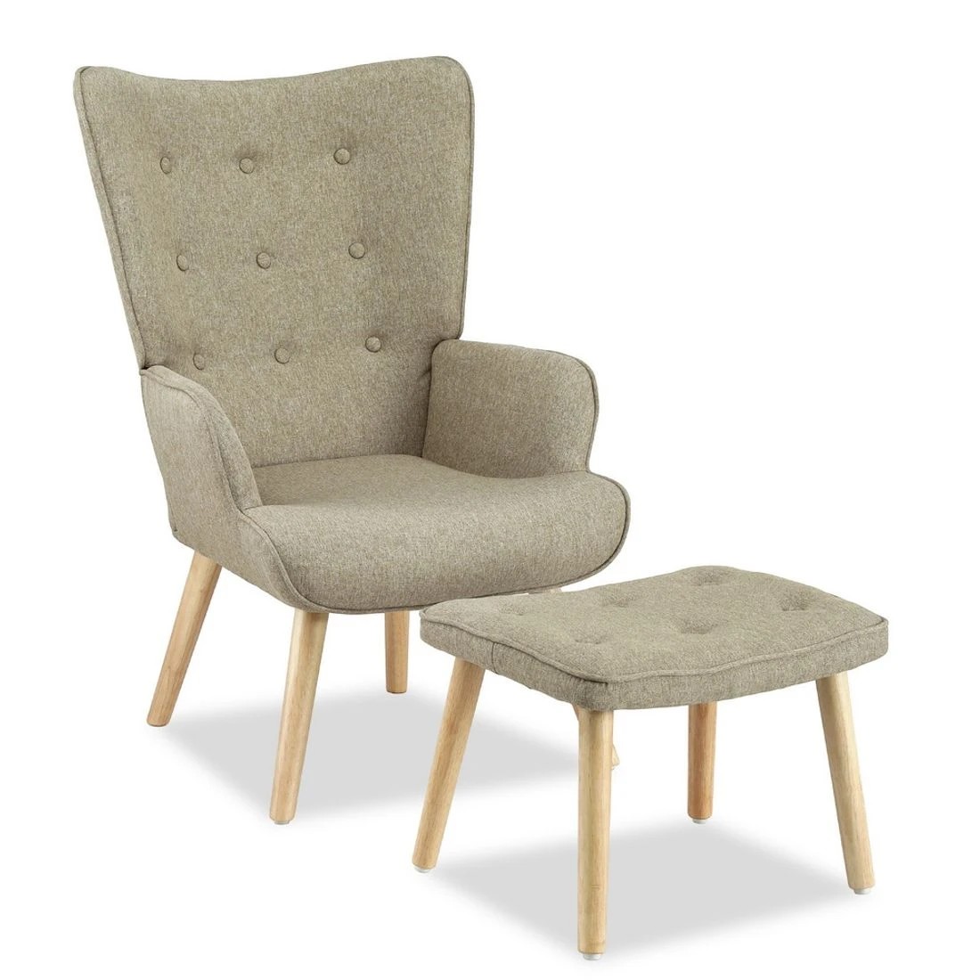 1 Artiss Armchair Set with Ottoman  Lansar - Beige, 1 of 5