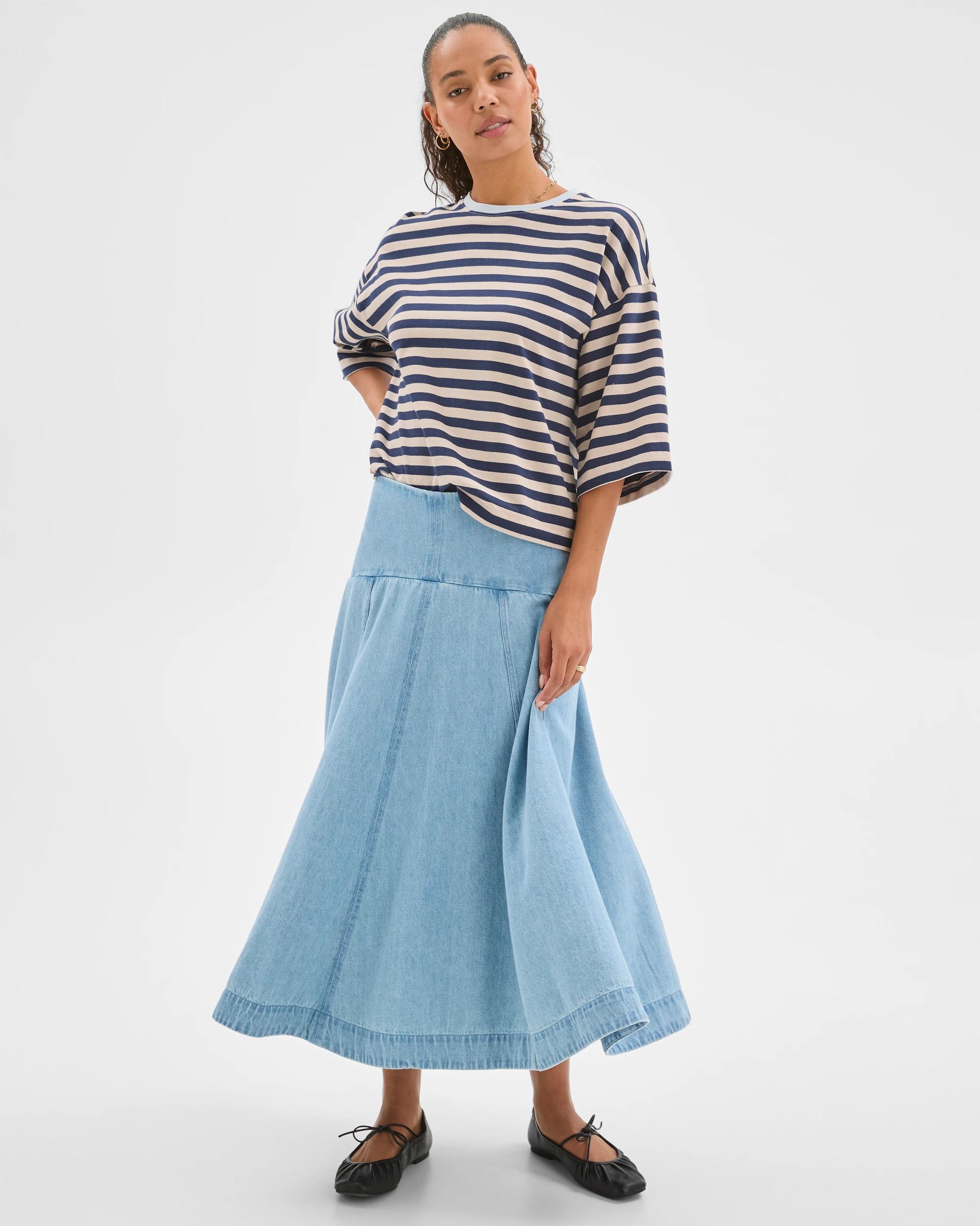 2 Target Denim Panelled Denim Maxi Skirt FADED BLUE, 2 of 7