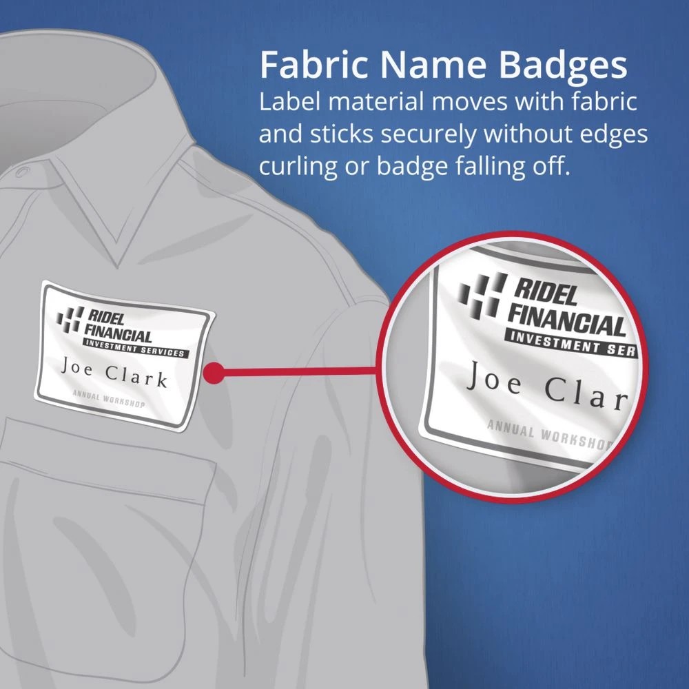 5 Avery 8UP Fabric Laser Name Badge Labels 15 Sheets, 5 of 8