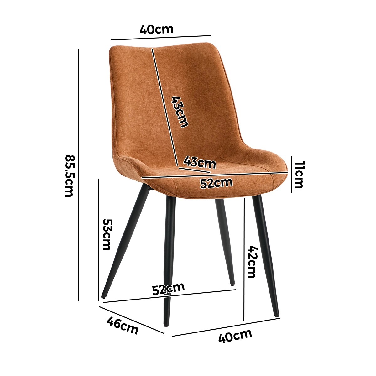 2 Oikiture 4x Dining Chairs Kitchen Accent Chairs Upholstered Linen Fabric- Orange, 2 of 9