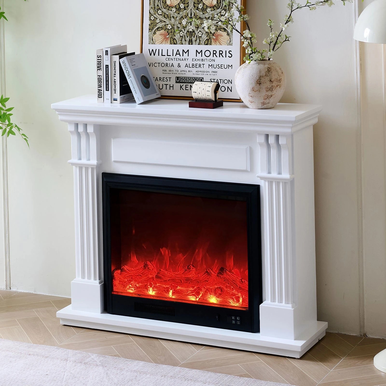 3 Moda Living Belgrave Electric Fireplace Heater White Mantel Suite with Orion Insert - White, 3 of 9