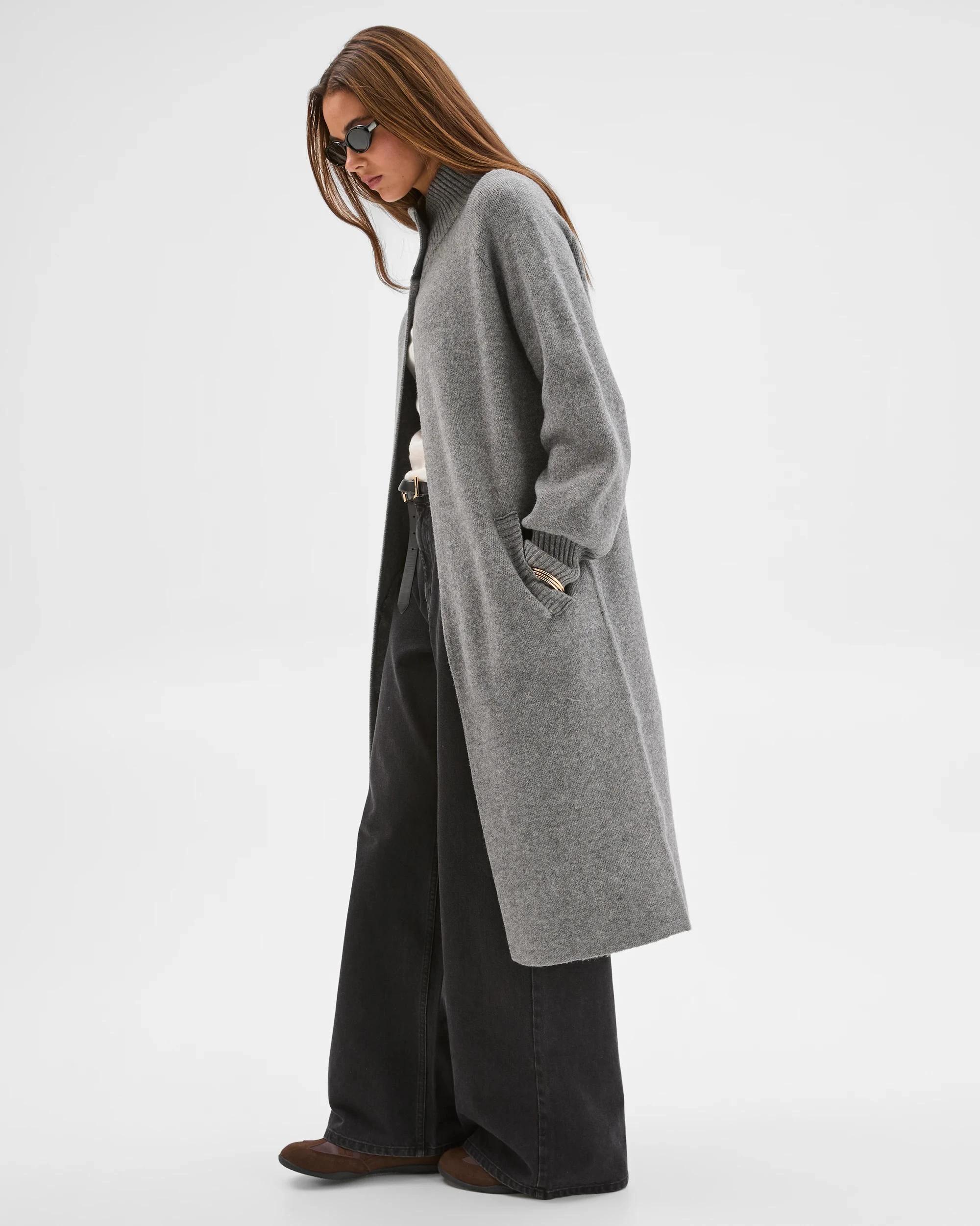 4 Lily Loves Funnel Neck Longline Cardigan GREY MARLE, 4 of 8