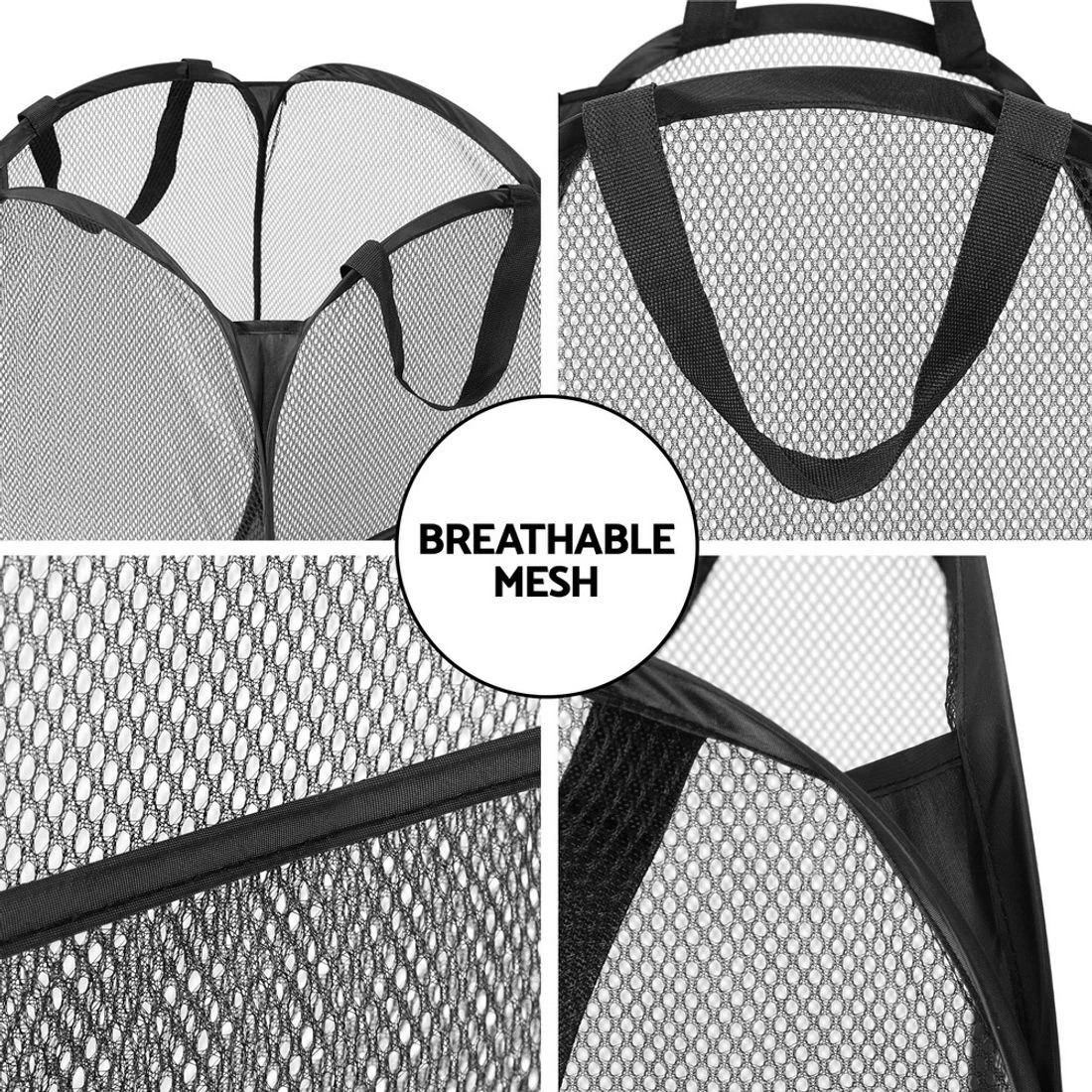 7 Artiss 2X Laundry Basket Hamper Foldable - Black, 7 of 7