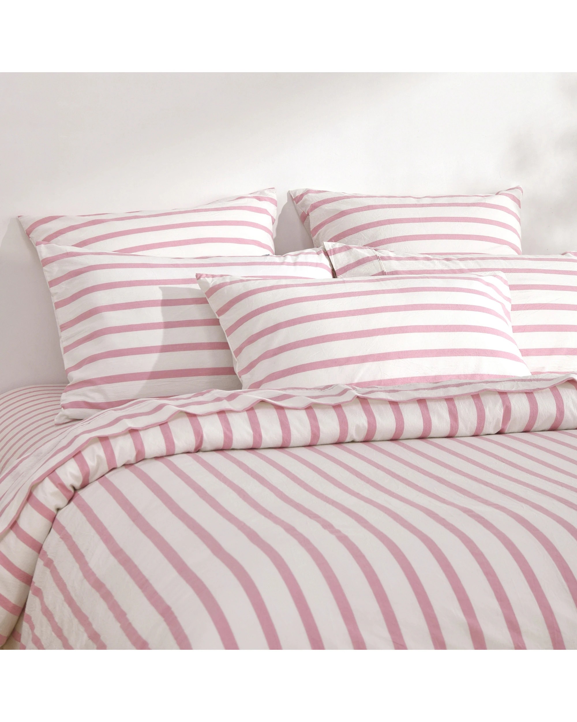 6 Dreamaker Bask Yarn Dyed Washed Cotton Striped Sheet Set - Double Bed - Pink Pearl, 6 of 7