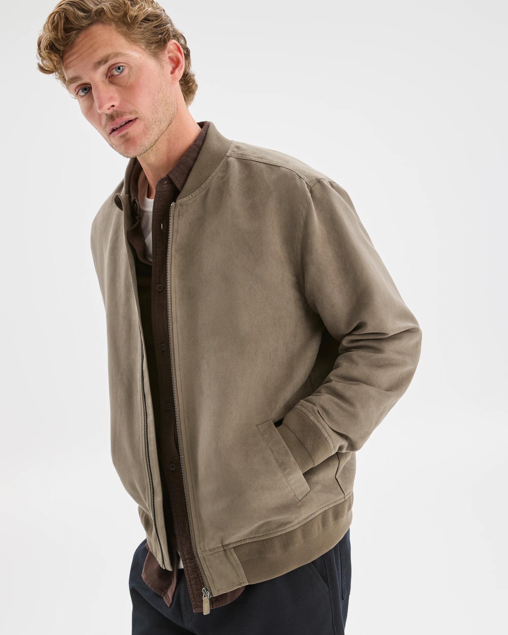 5 Target Man Faux Suede Bomber Jacket GREY OLIVE, 5 of 8