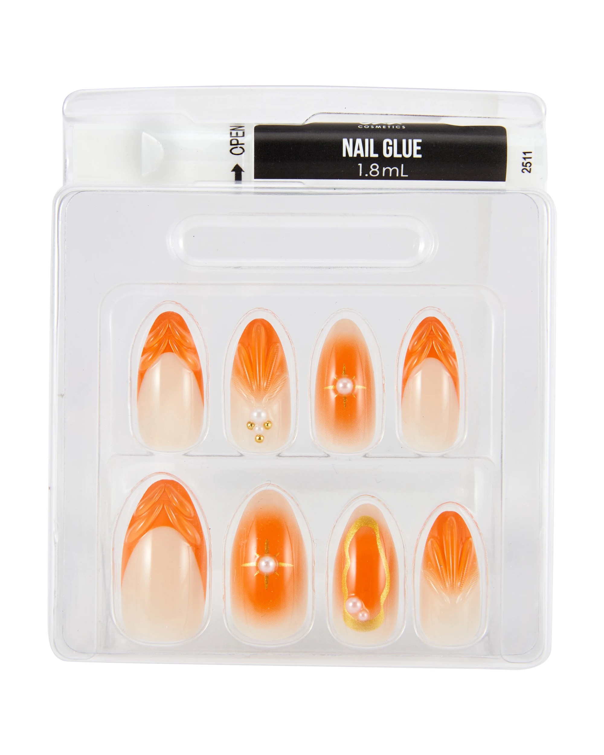 3 OXX Cosmetics 24 Pack Artificial Nails with Adhesive - Stiletto, Orange, 3 of 4