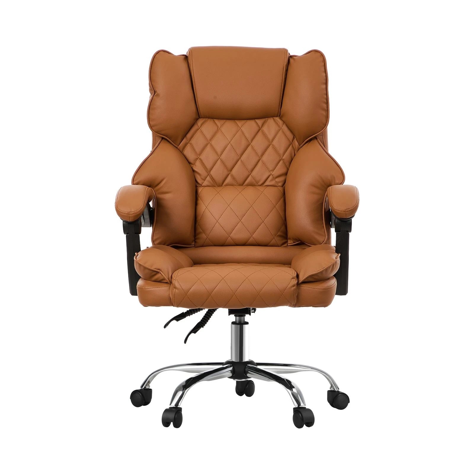 6 Oikiture Massage Office Chair Computer Racer PU Leather Seat Recliner - Brown, 6 of 7