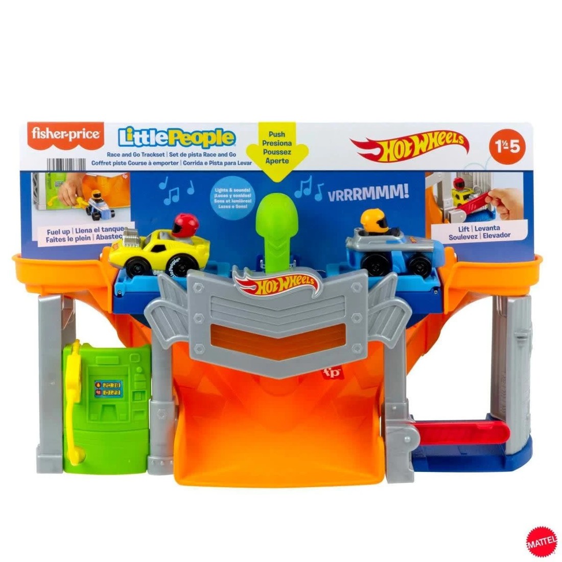 1 Fisher-Price Hot Wheels Little People Race and Go Trackset, 1 of 6