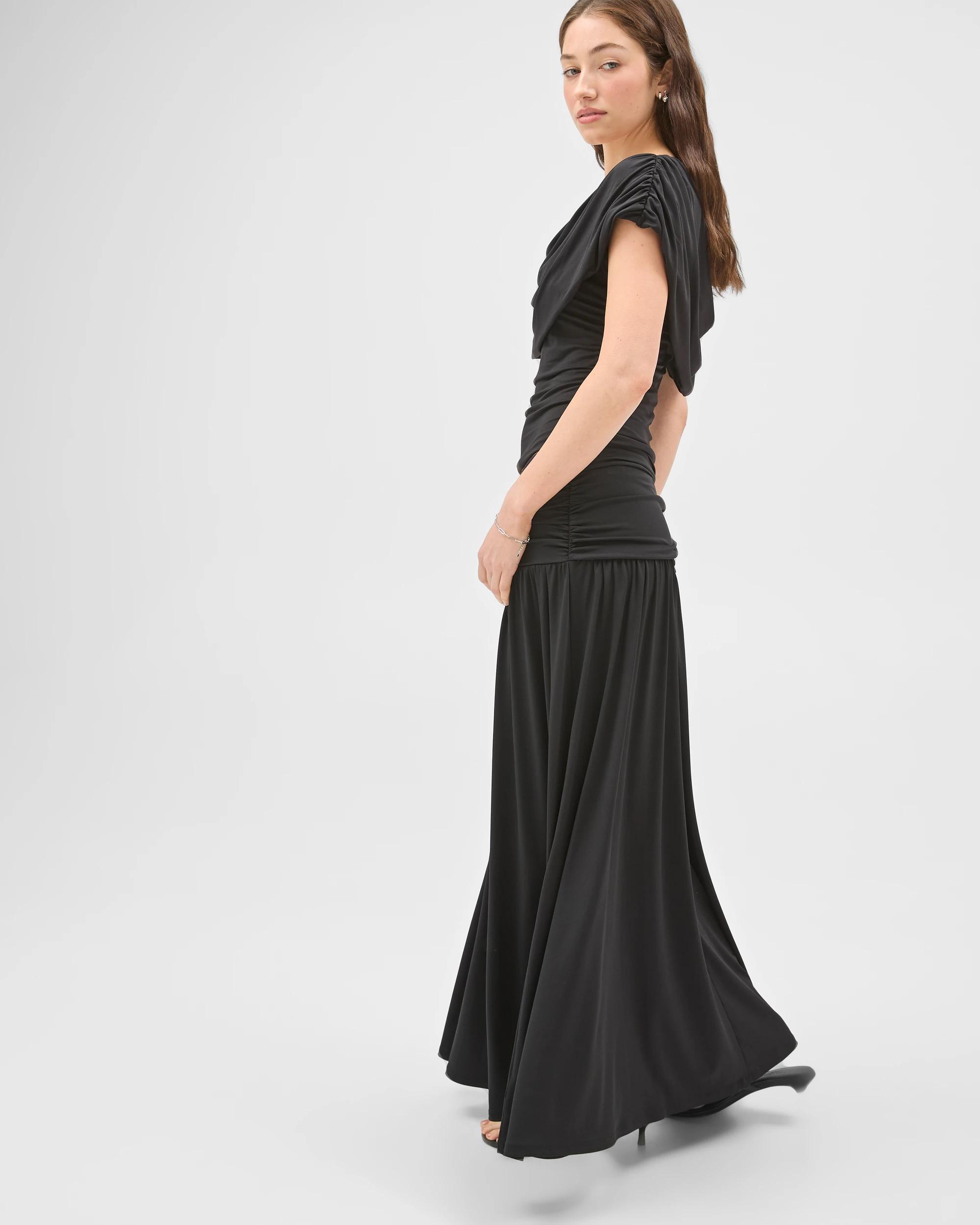 3 Lily Loves Drape Maxi Skirt BLACK, 3 of 7