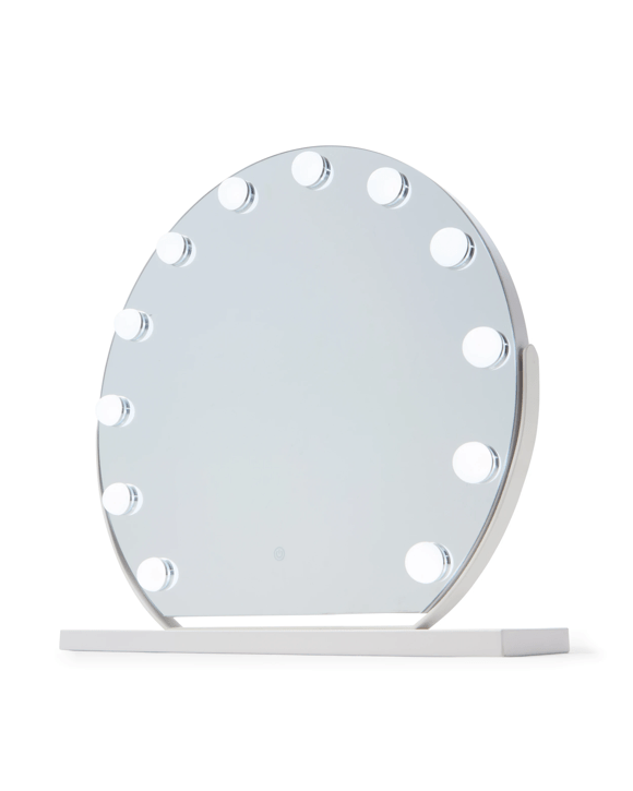 Round Hollywood Mirror - White