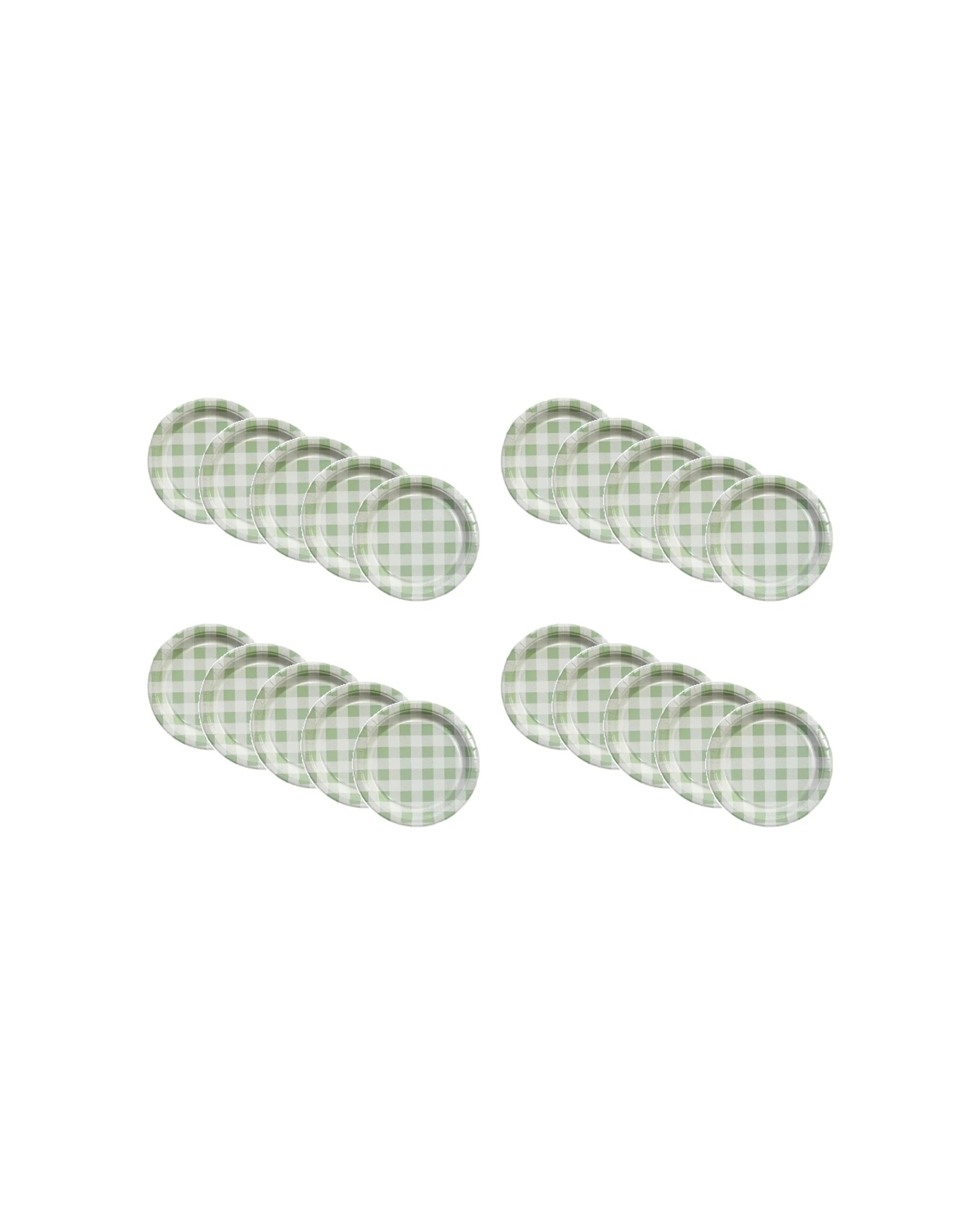 1 Party Maker 20pc Gingham Disposable Paper Plates Tableware 17cm - Green, 1 of 2