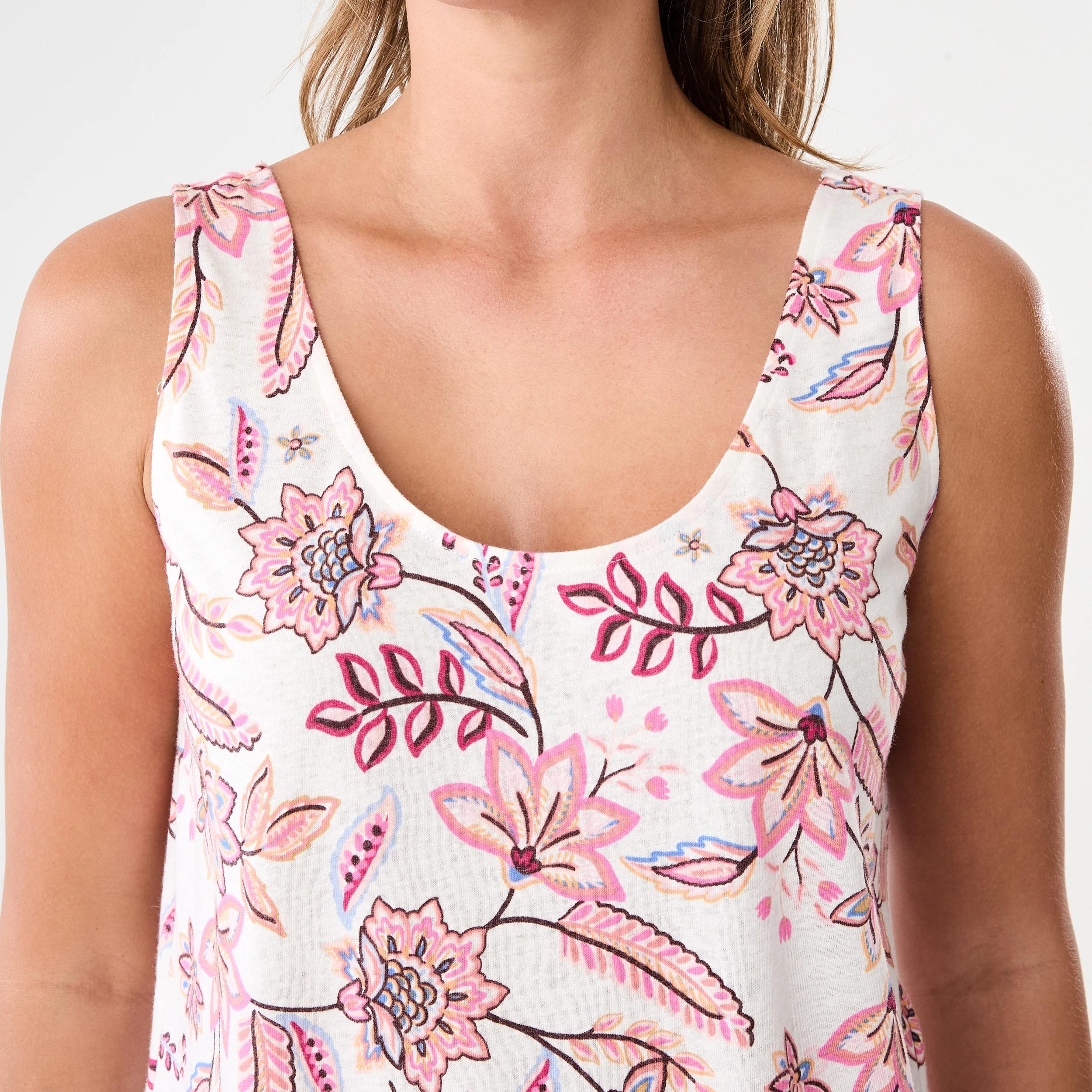 5 Sleeveless Linen Blend Scoop Neck Tank Chintz, 5 of 5