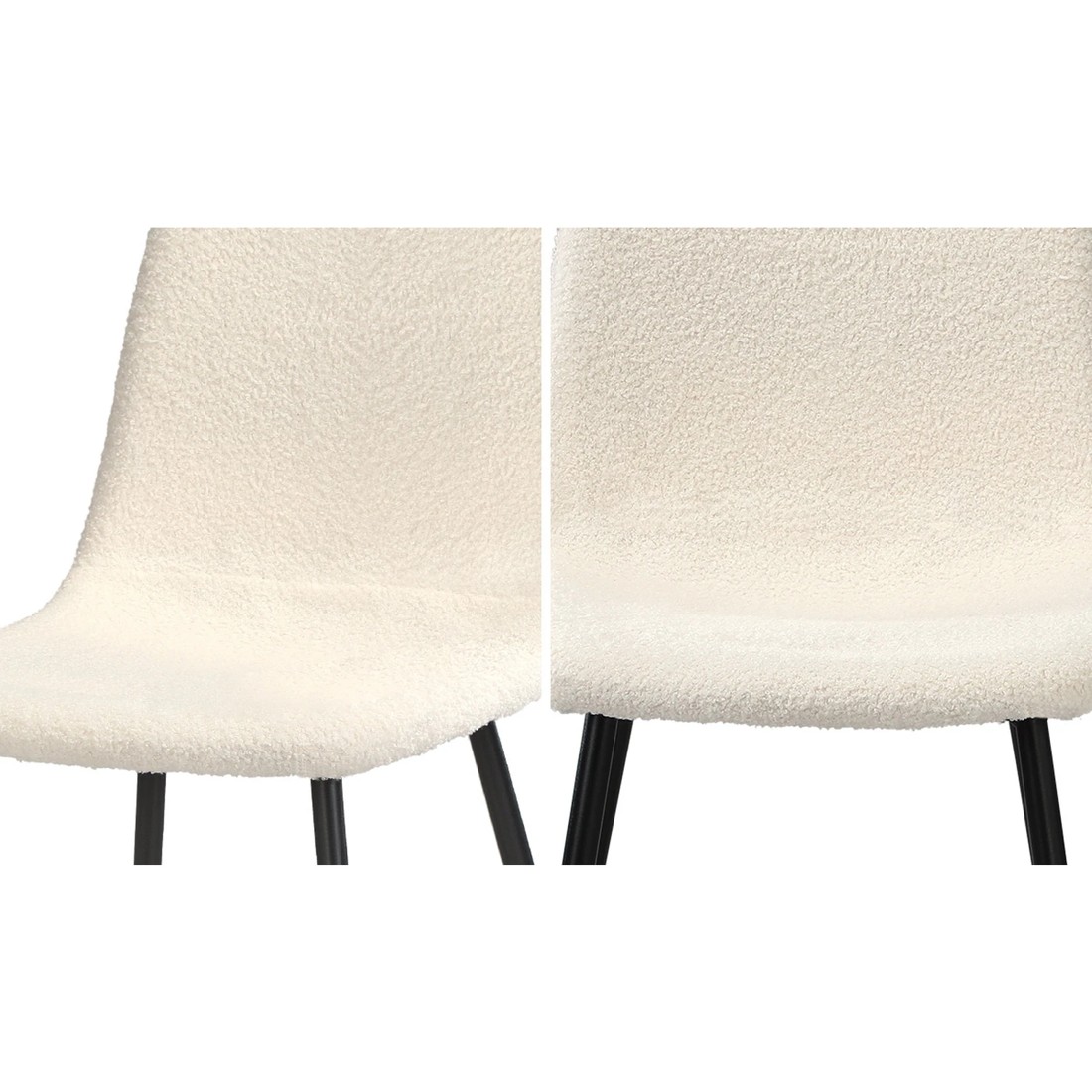 4 Oikiture 4x Dining Chairs Kitchen Accent Chair Lounge Sherpa Seat Metal Legs
 - White, 4 of 10