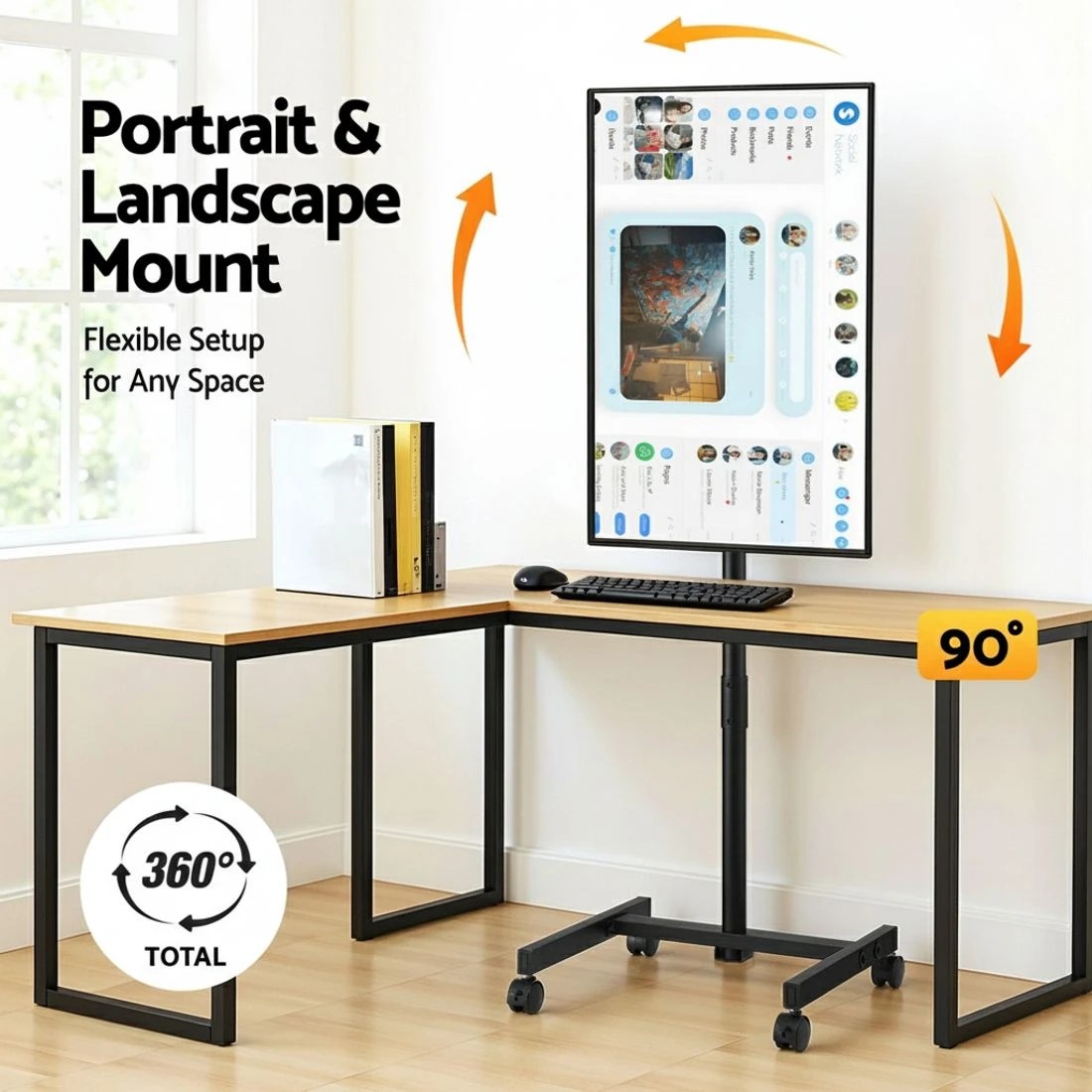 5 Artiss TV Stand 13-50" Universal Mobile Adjustable Height TV Stand with Wheels - Black, 5 of 5