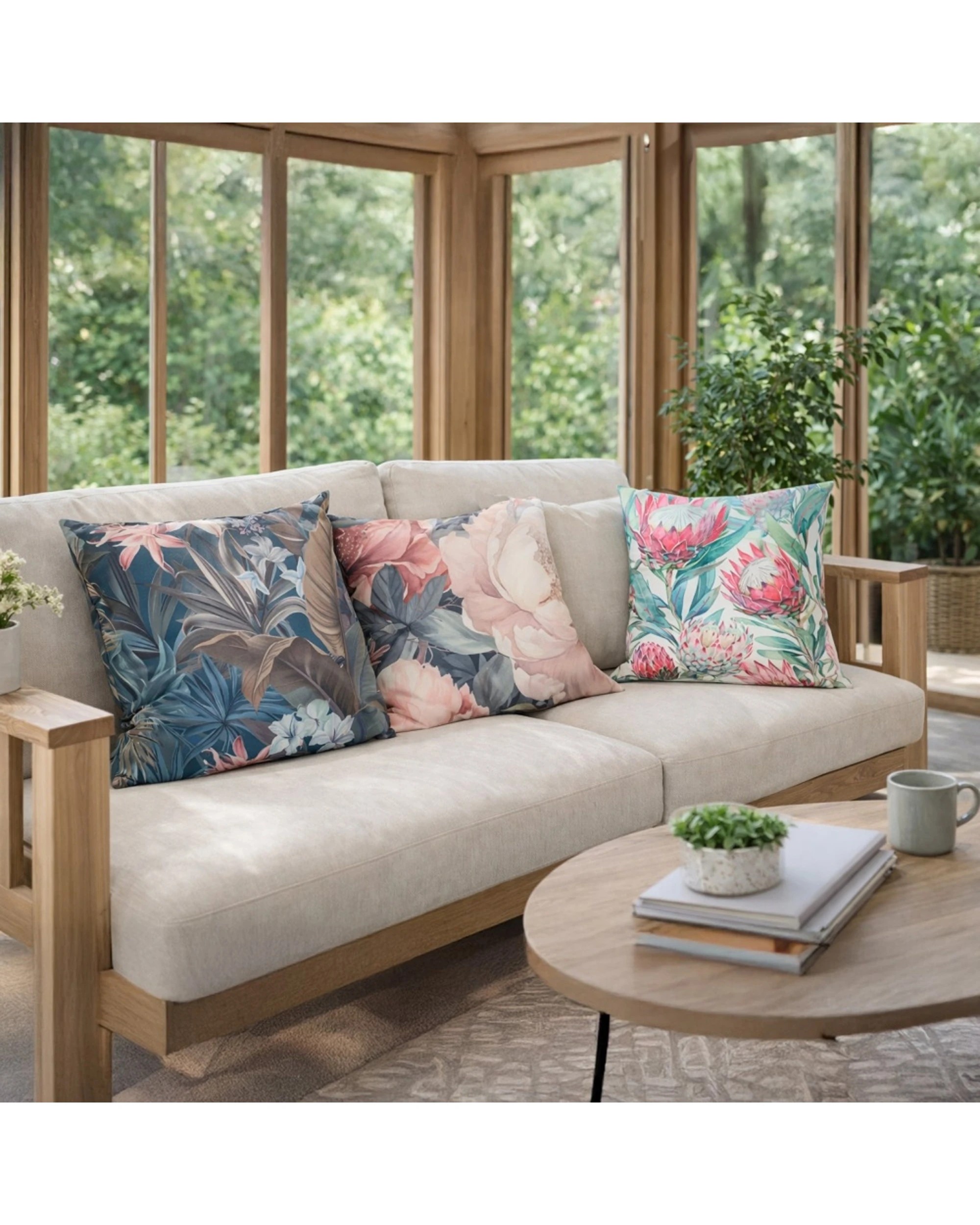 6 Urban Style Cushion Floral Throw Pillow Bold Protea Print 45x45cm - Multi, 6 of 8