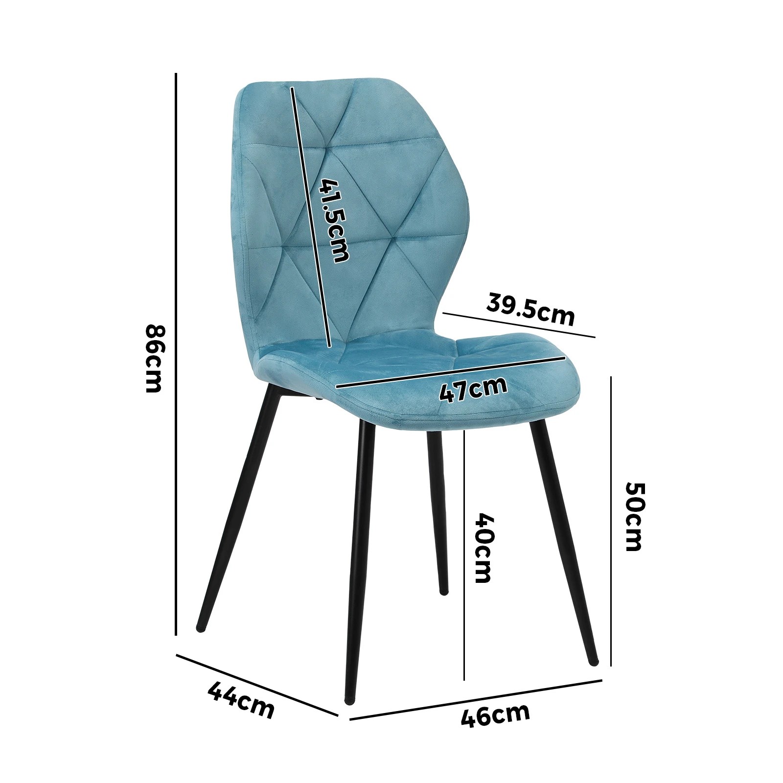 9 Oikiture Set Of 6 Dining Chairs Kitchen Chair Padded Seat High Back Velvet
 - Blue, 9 of 10