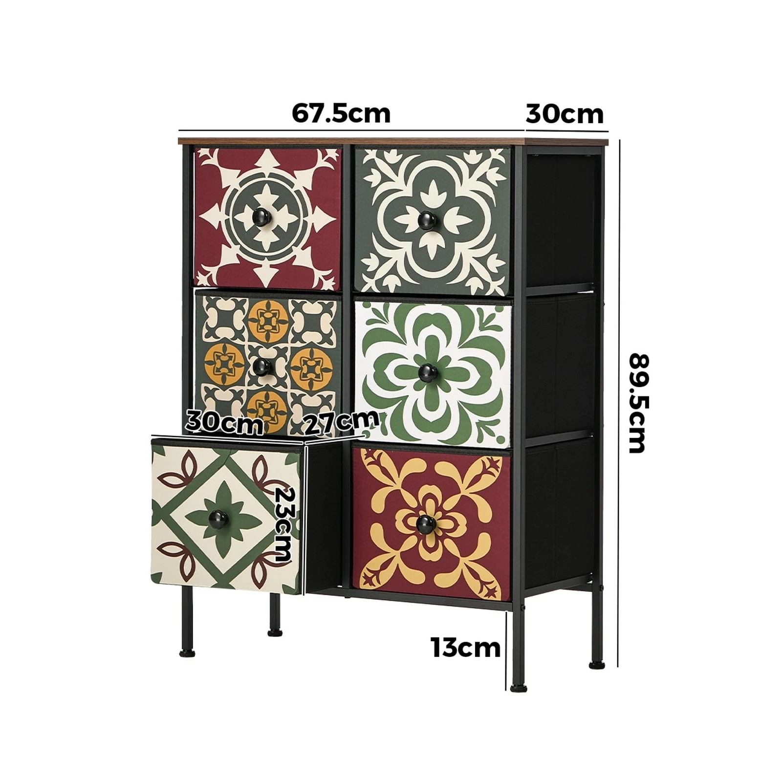 2 Oikiture 6 Chest Of Drawers Retro Tallboy Dresser Multi-Storage Foldable Fabric - Multi, 2 of 6