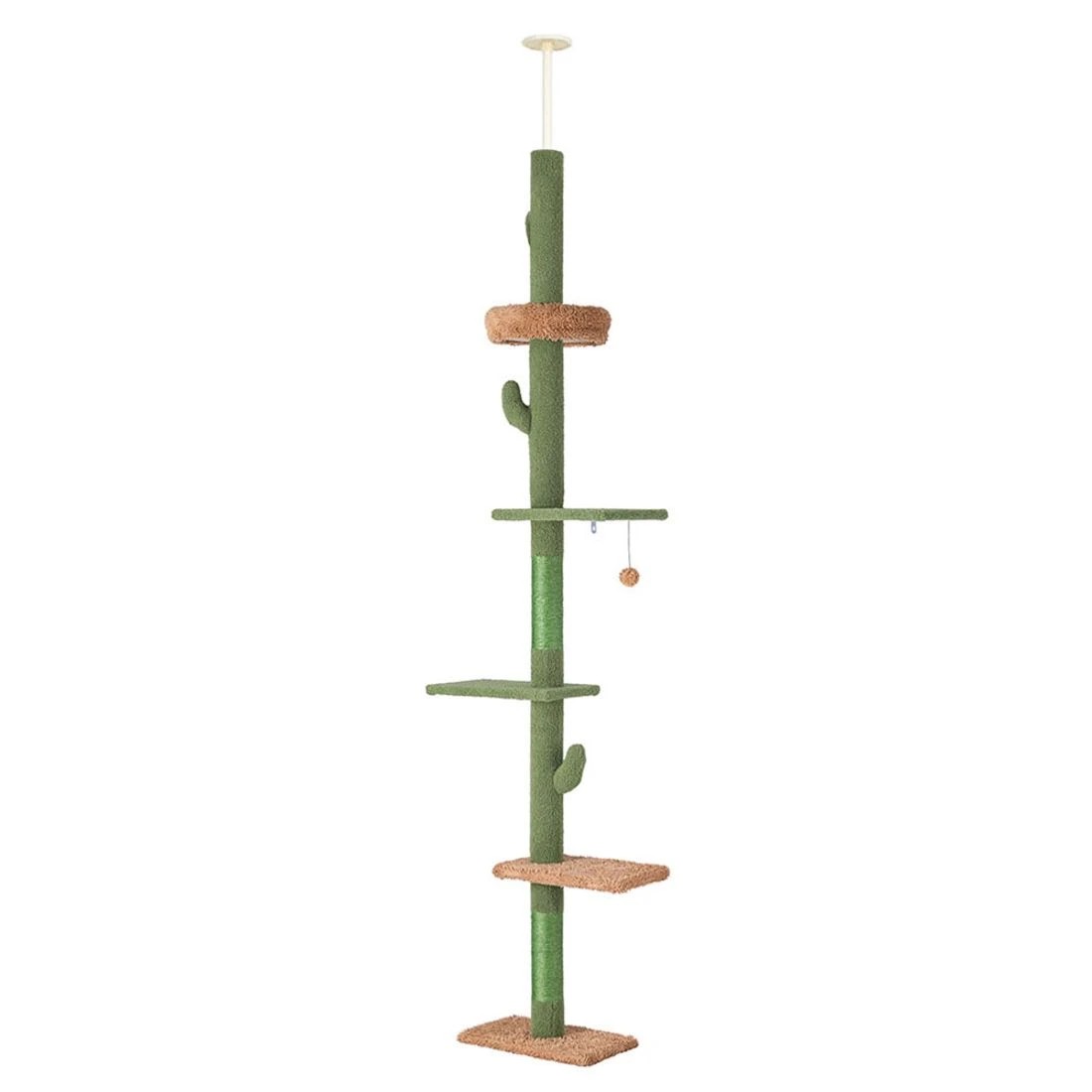 4 i.Pet Cat Tree Tower Scratching Post Scratcher Floor to Ceiling Cats Bed 290cm - Green, 4 of 7