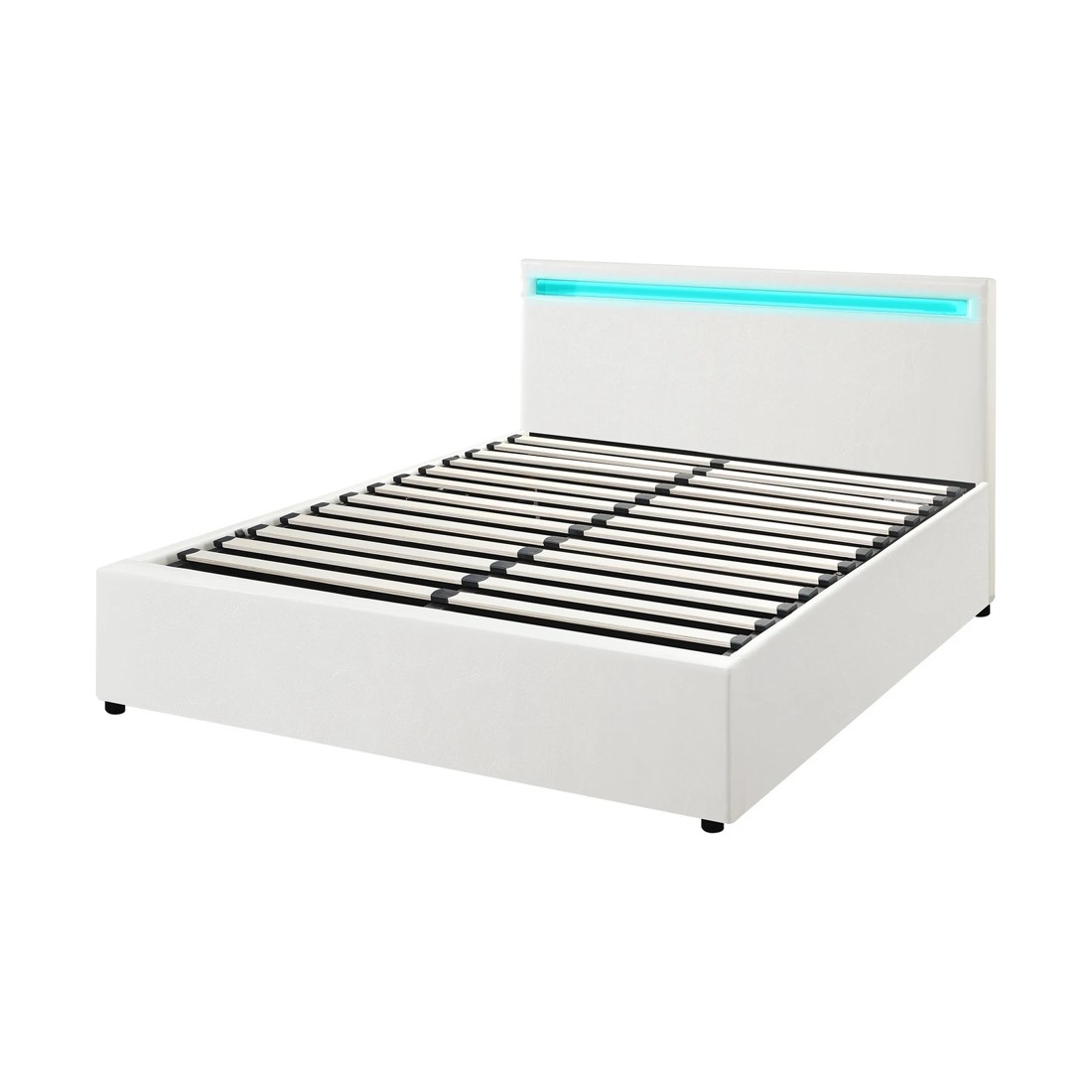 9 Oikiture Double Rgb Led Bed Frame Gas Lift Beds With Storage Base
 - White, 9 of 10