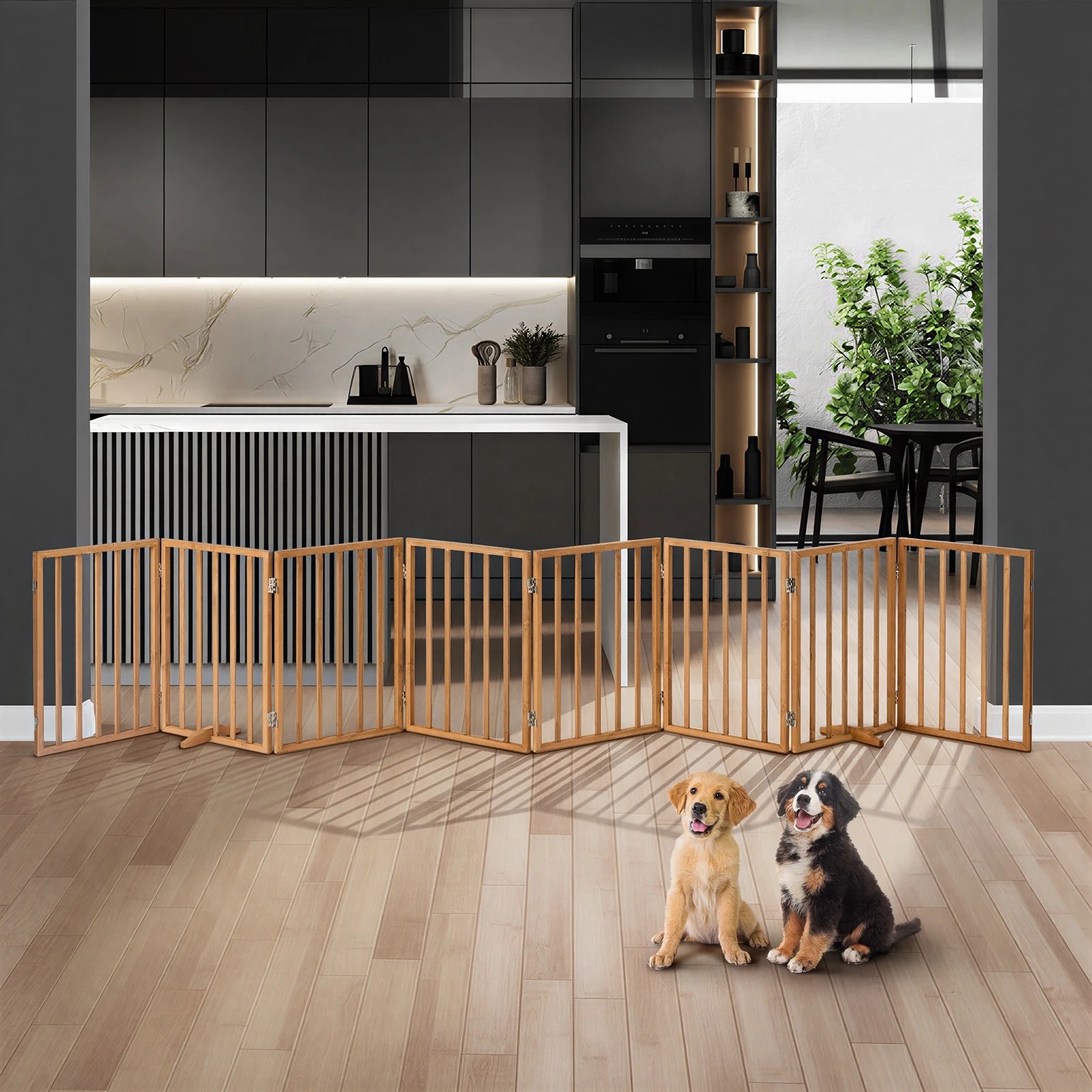 3 Alopet Wooden Pet Gate Dog Fence Playpen Safety Stair Barrier 8 Panels - Natural, 3 of 10