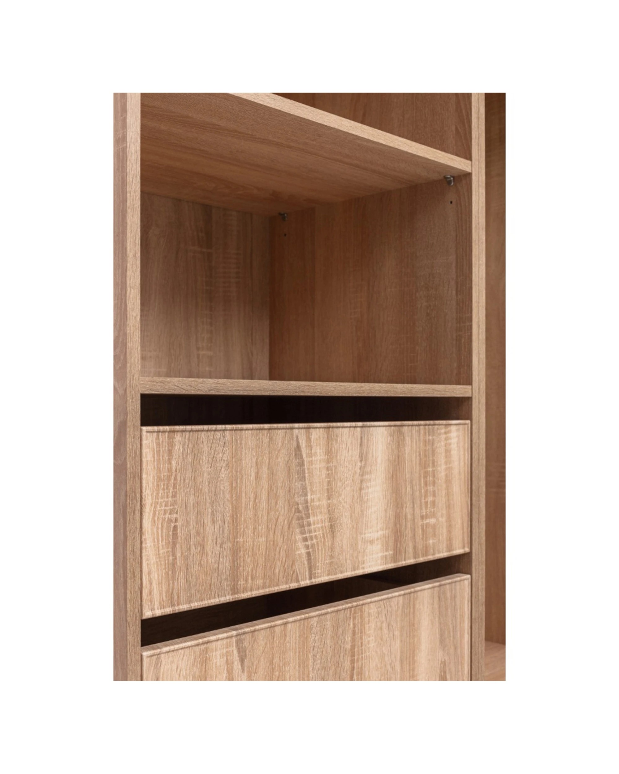 2 European Cabinetry Malmo Walk In Wardrobe 4 Drawer 3 Shelf Module Slim Shaker Oak - Natural, 2 of 5