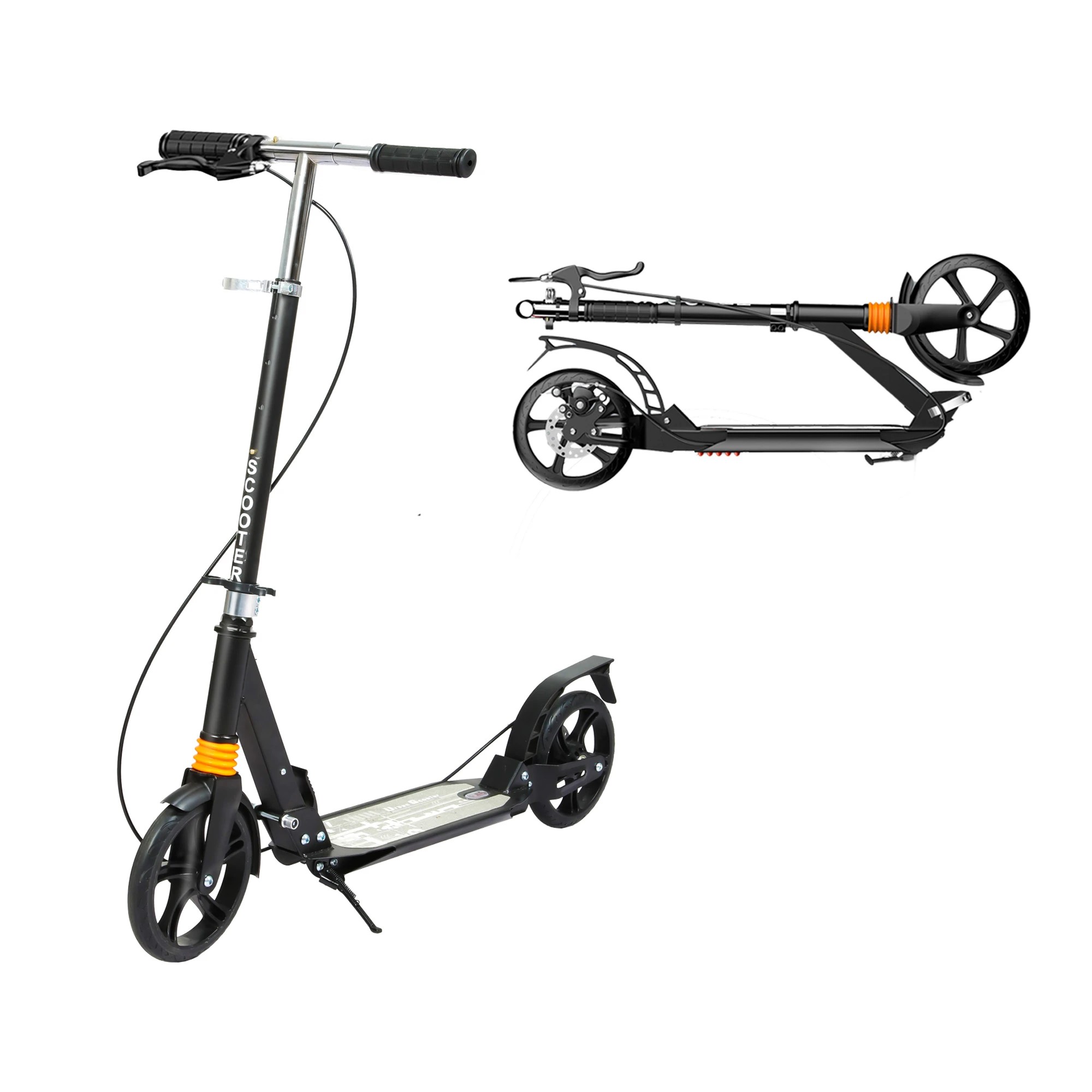 1 Monvelo Push Folding Kick Scooter Dual Big Wheels Colour - Black, 1 of 8