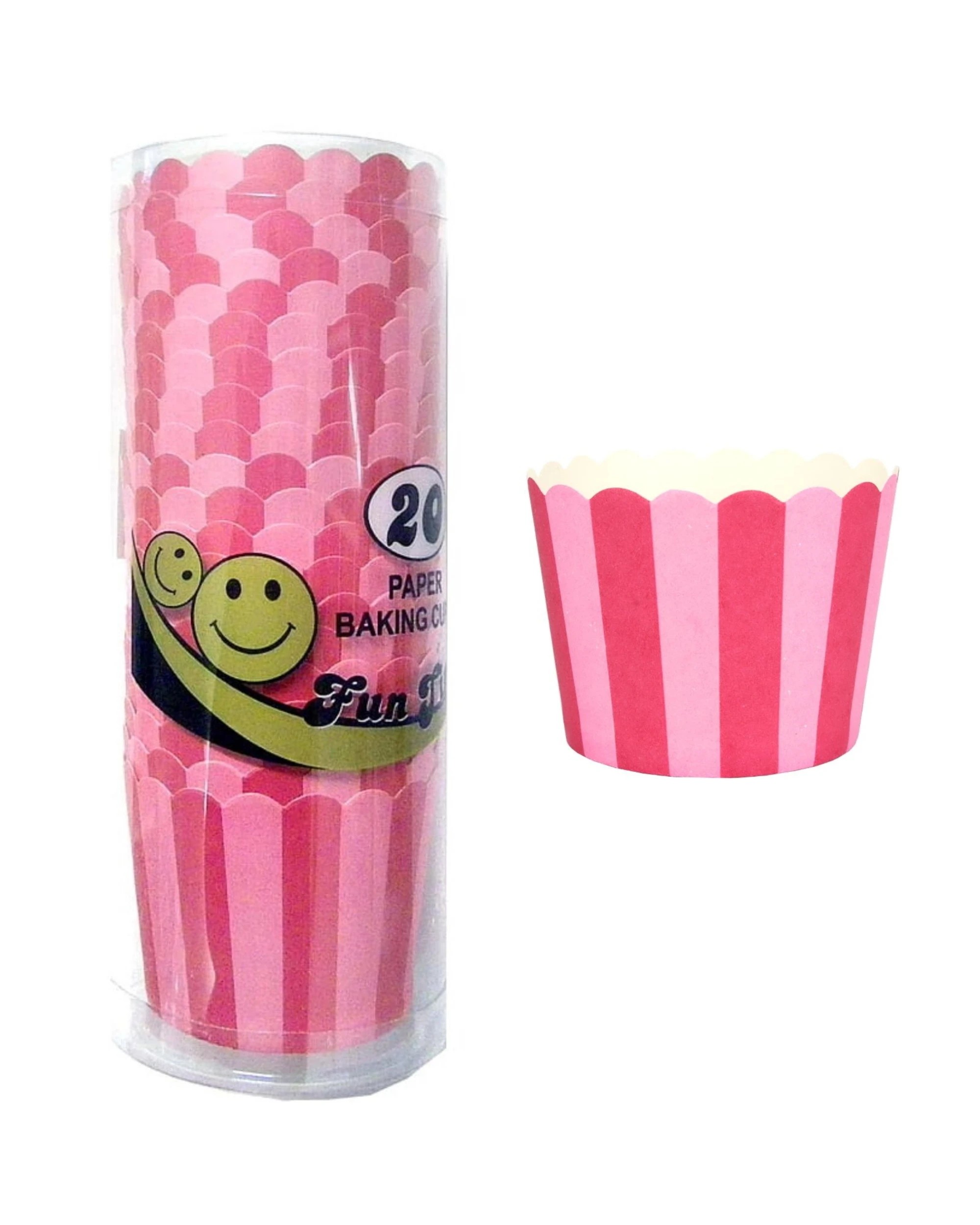 1 Magic Pro Stripe Baking Cups Pack of 20 - Pink, 1 of 1