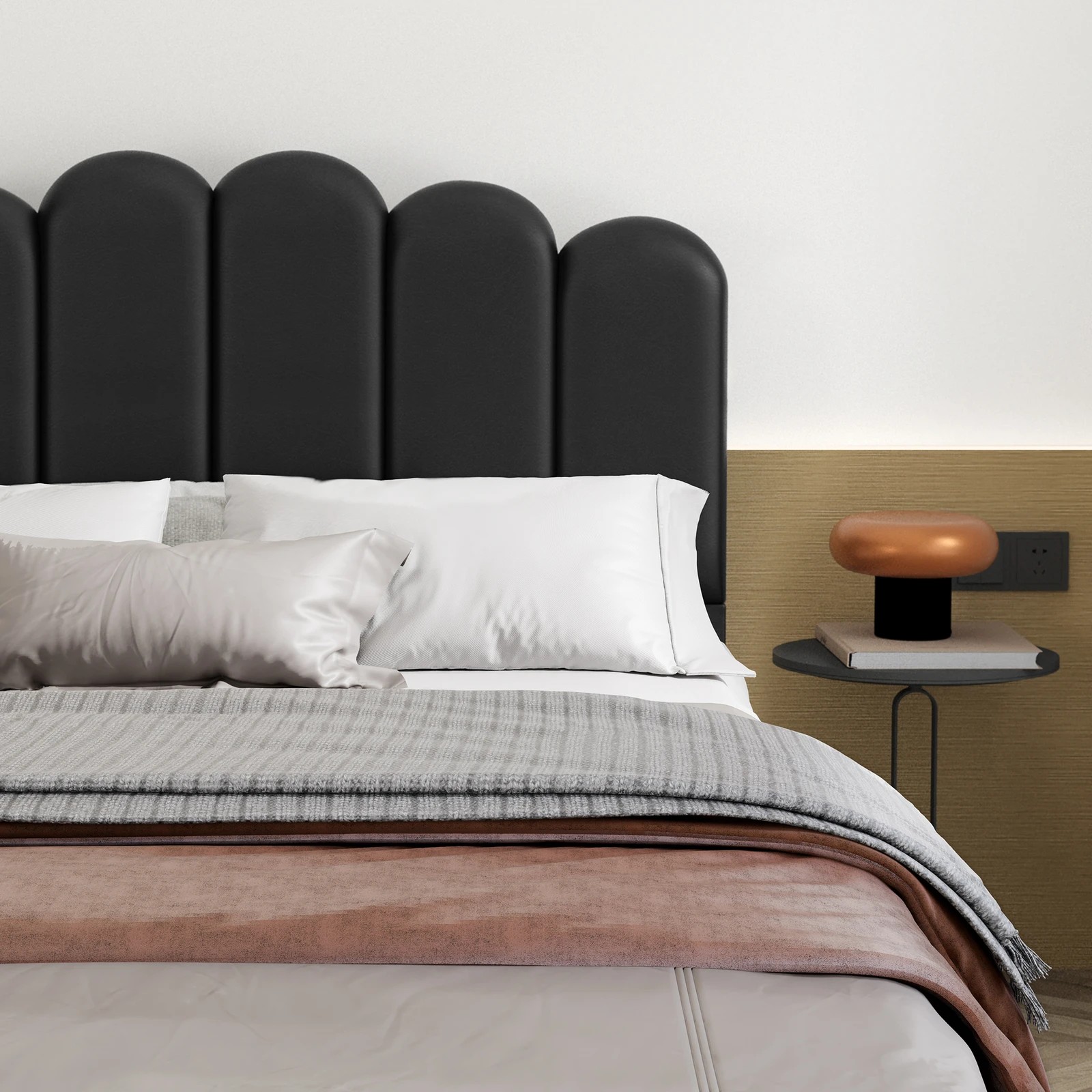 4 Alfordson Bed Frame King Single Upholstered Platform Base Leather Tania - Black, 4 of 10