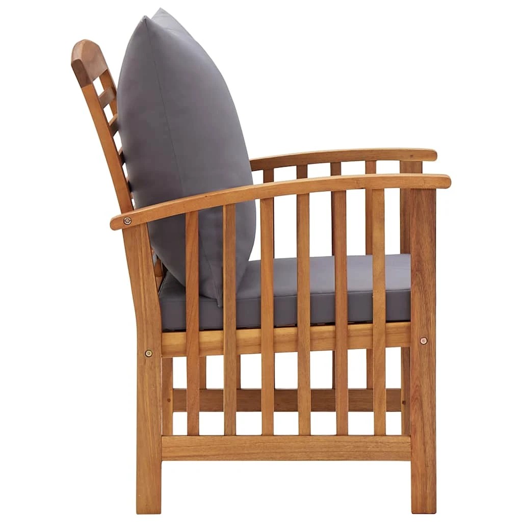 6 Vidaxl Garden Chairs With Cushions 2 Pcs Solid Acacia Wood - Grey, 6 of 10