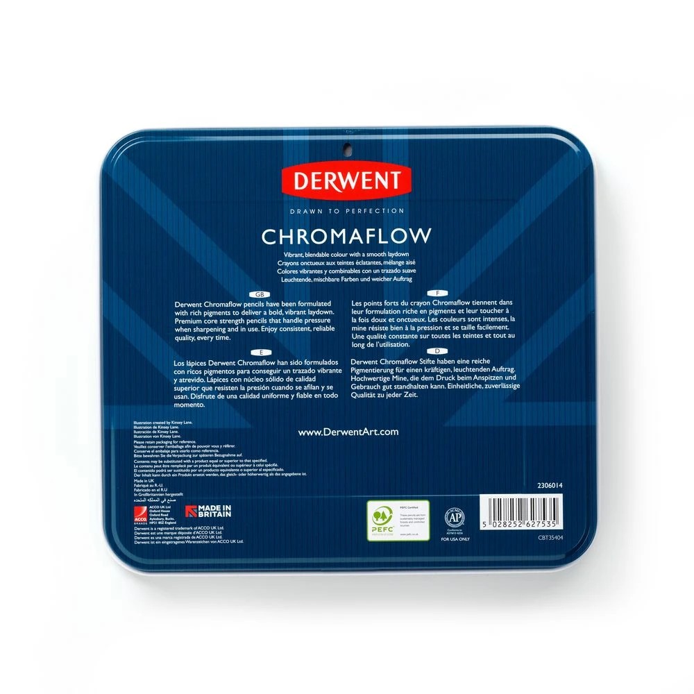 4 Derwent Chromaflow Coloured Pencils Tin 72 Pack, 4 of 10